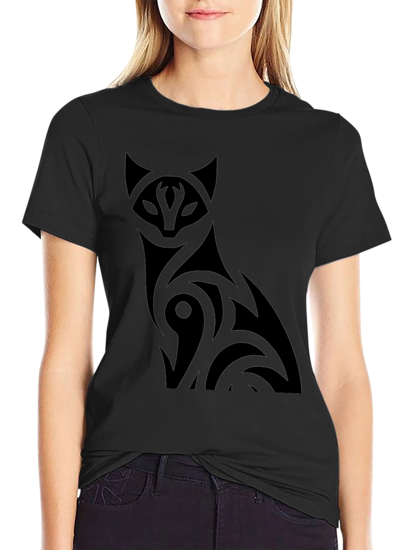 Stylish Black Cat Graphic T-Shirt