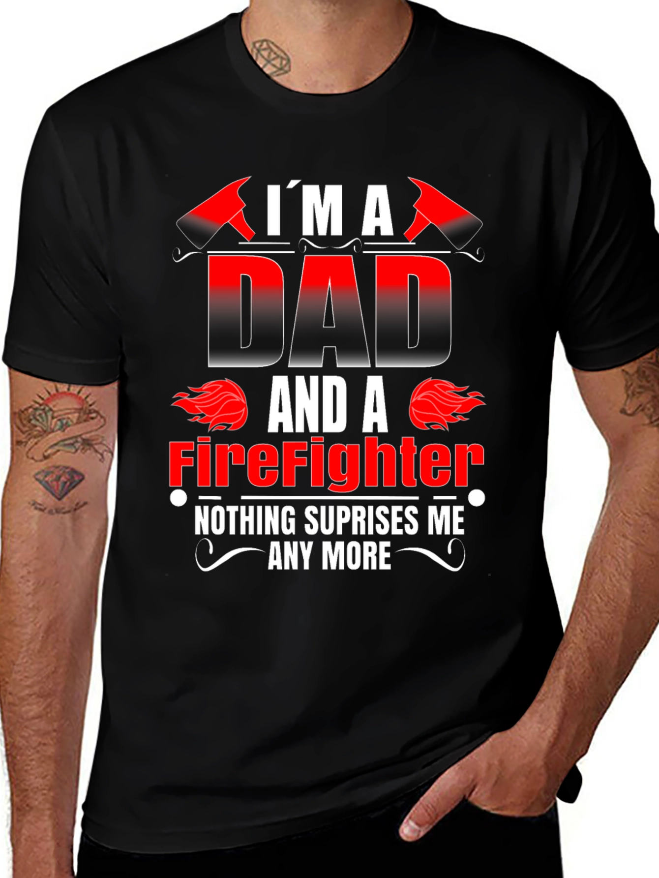 Dad Firefighter Graphic Tee - Novelty Gift