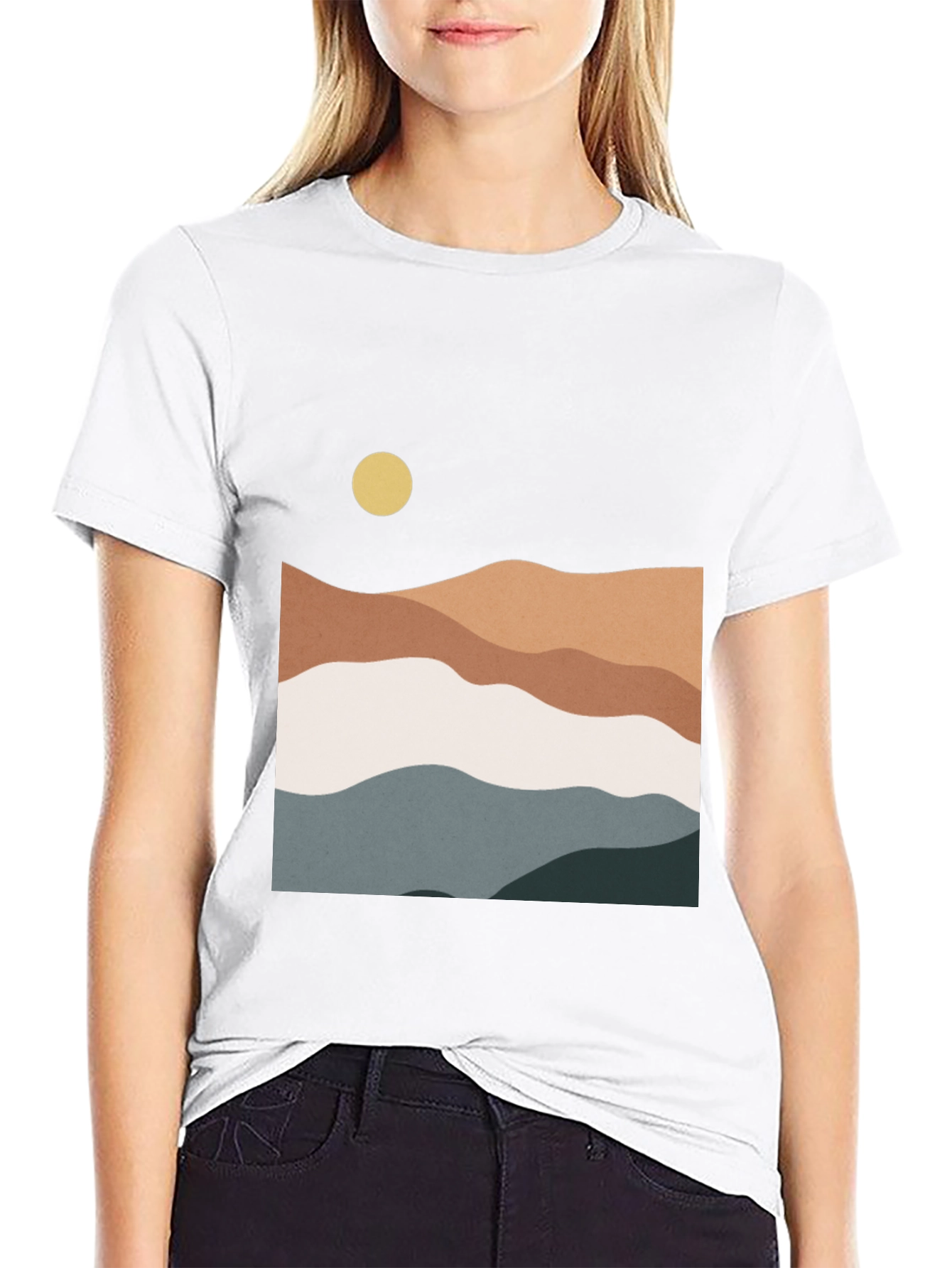Abstract Landscape Graphic Tee - Modern Style