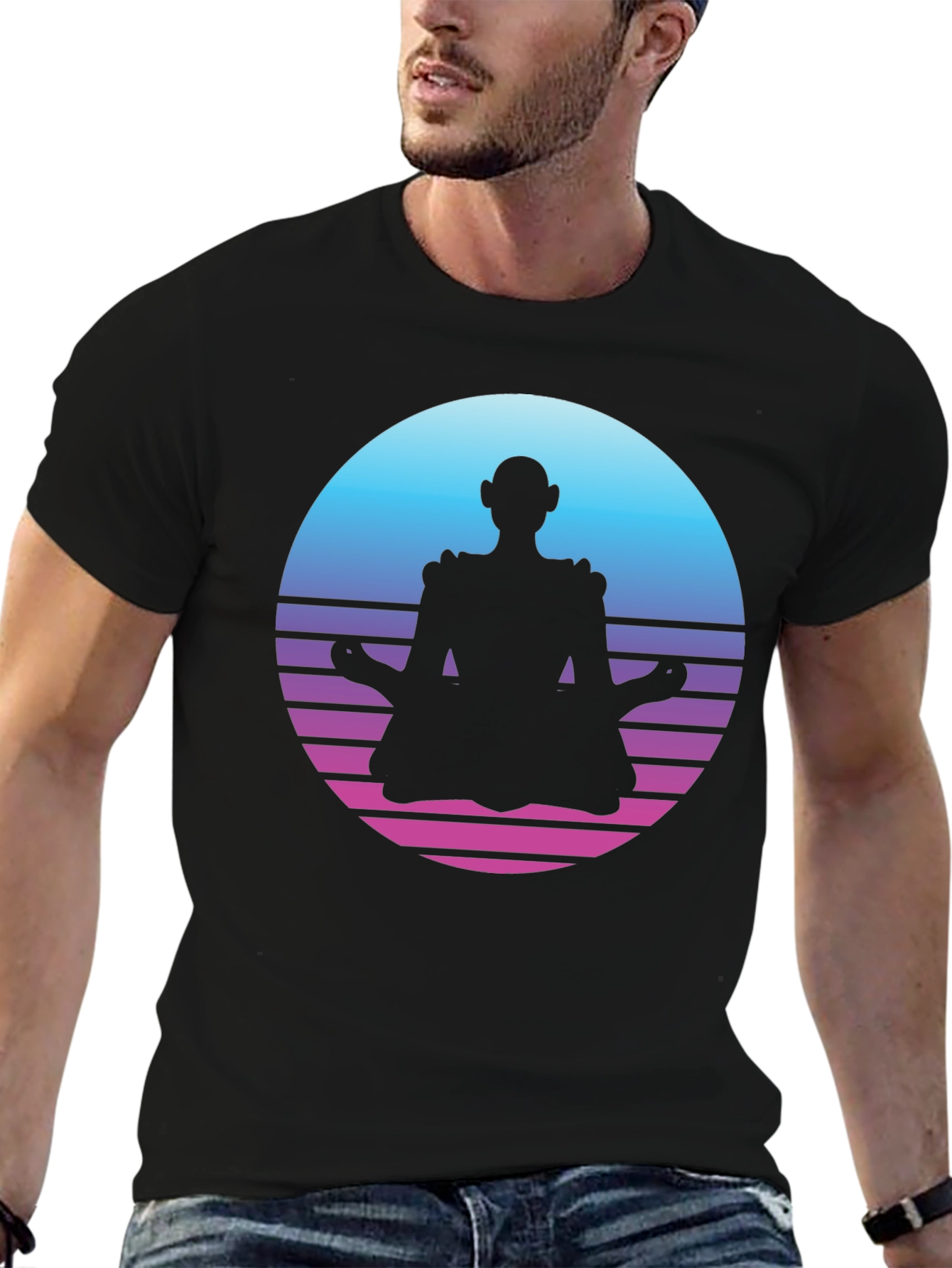 Retro Meditation T-Shirt - Black