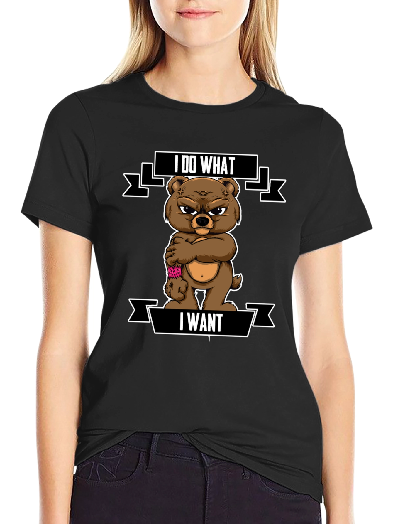 I Do What I Want Funny Bear Graphic T-Shirt