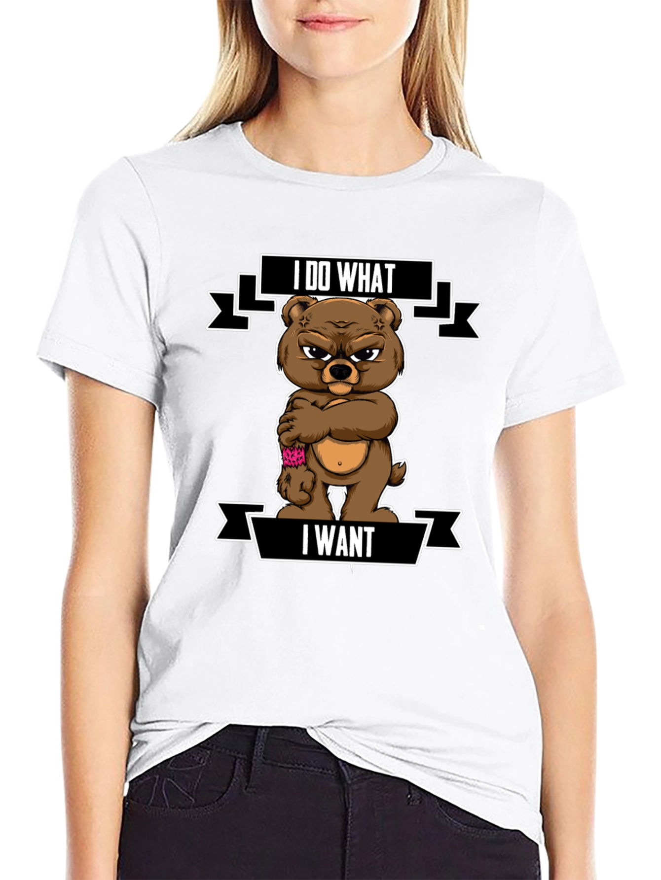 I Do What I Want Funny Bear Graphic T-Shirt