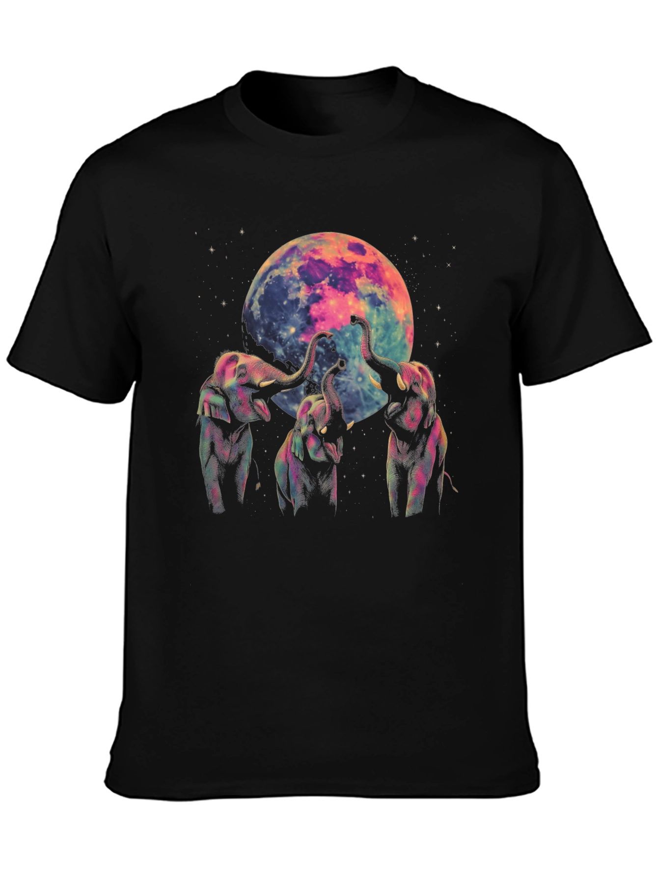 Elephant Moon Graphic Tee - Black Cotton Comfort