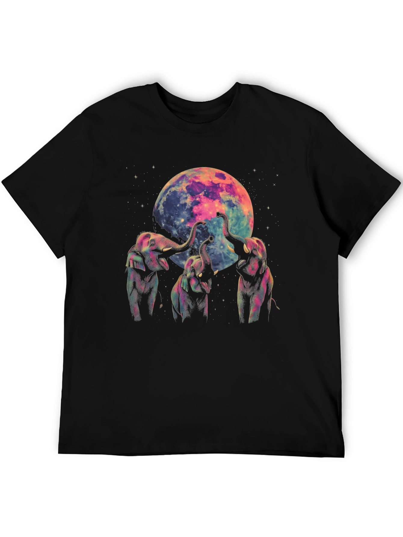 Elephant Moon Graphic Tee - Black Cotton Comfort