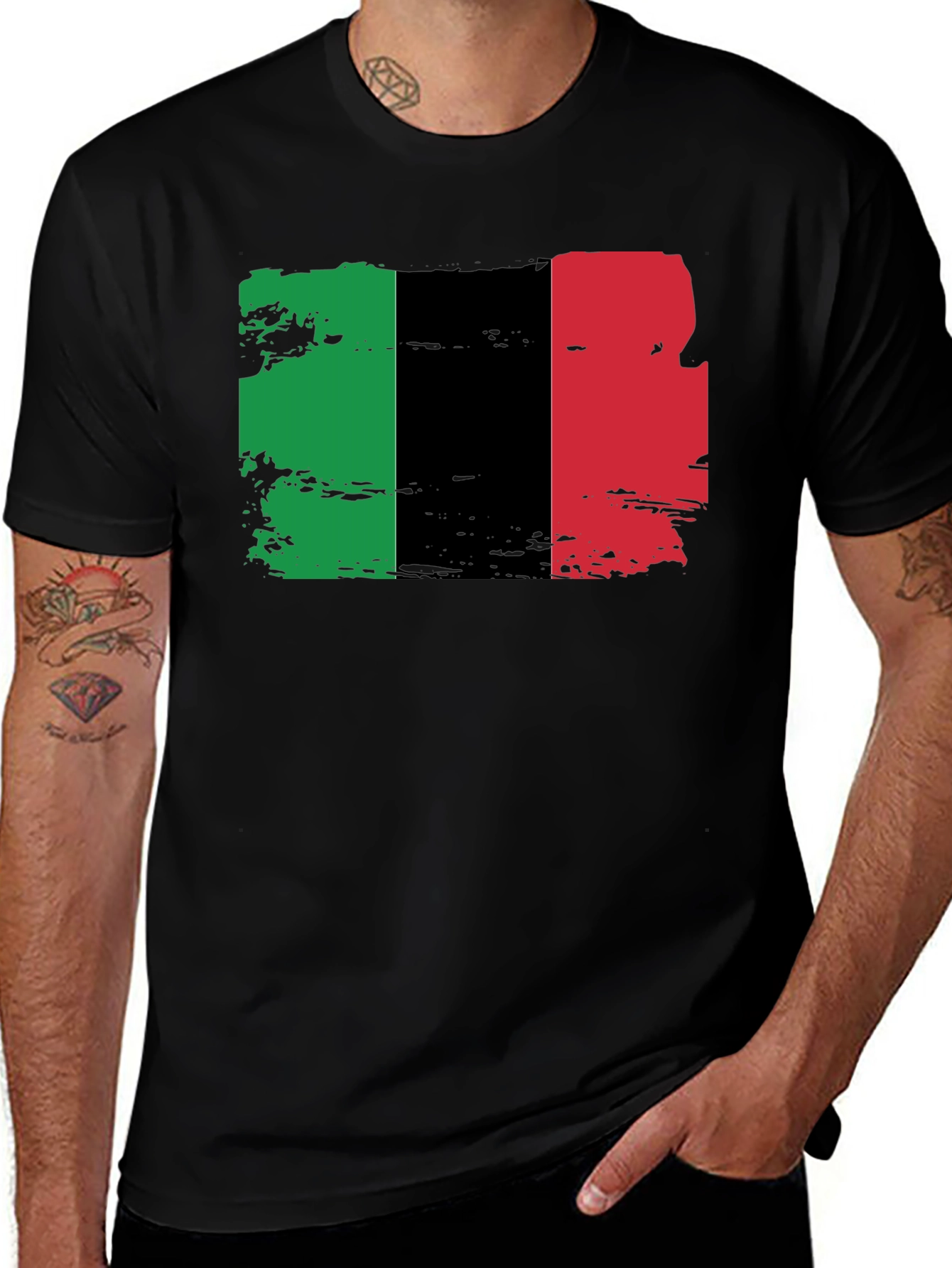 Pan-African Flag T-Shirt - Black Cotton Blend Tee