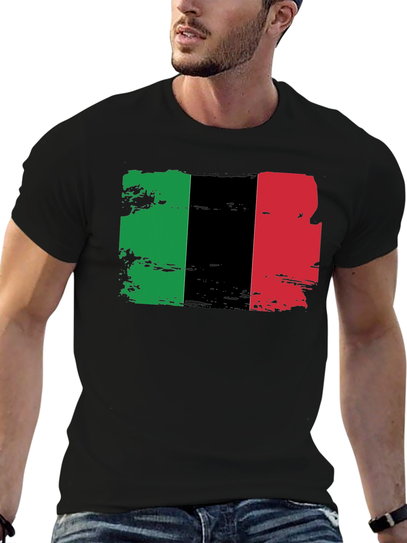 Pan-African Flag T-Shirt - Black Cotton Blend Tee