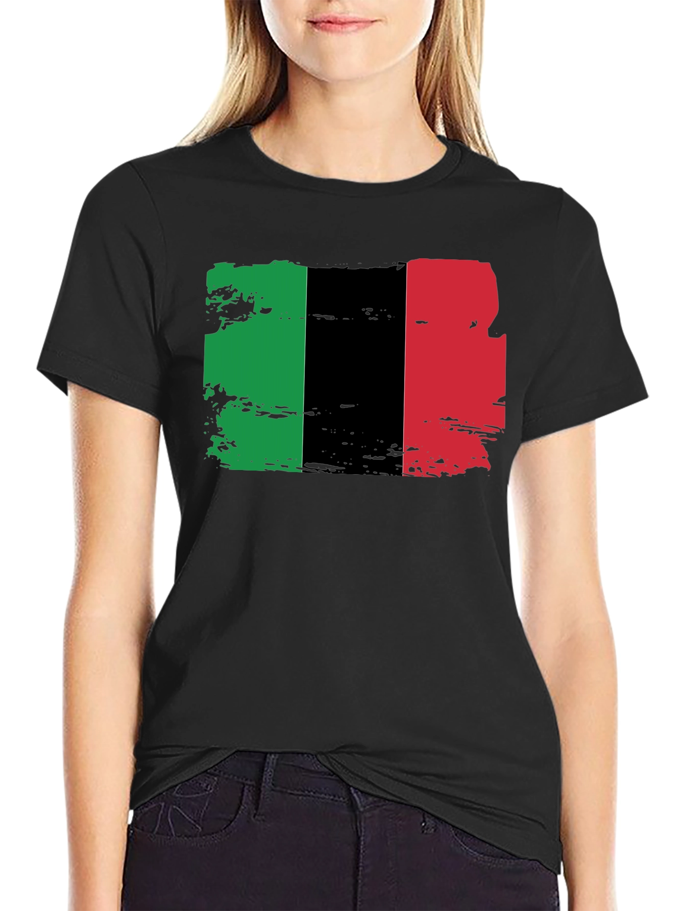 Pan-African Flag T-Shirt - Black Cotton Blend Tee