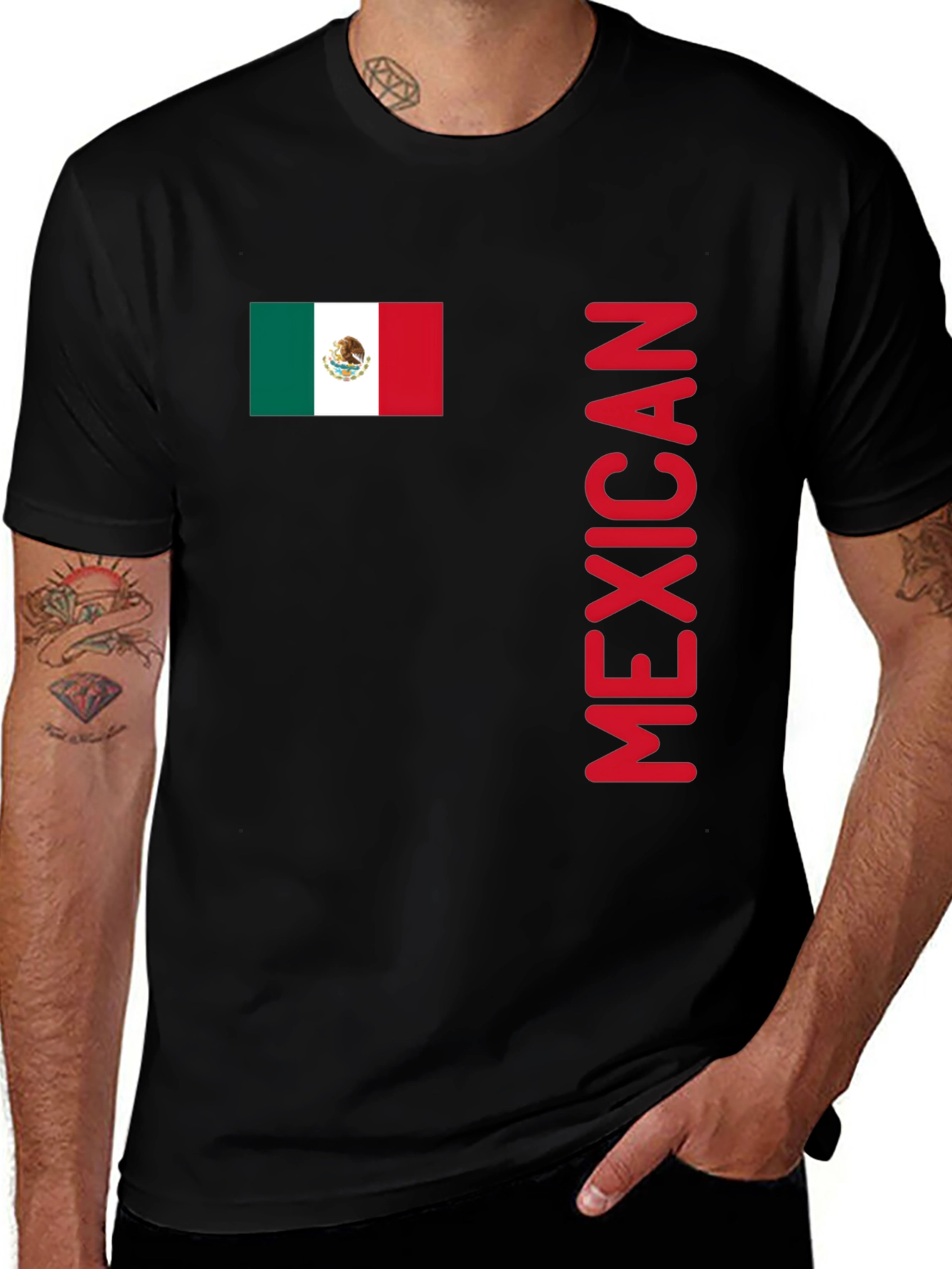 Mexican Flag T-Shirt - Red Lettering