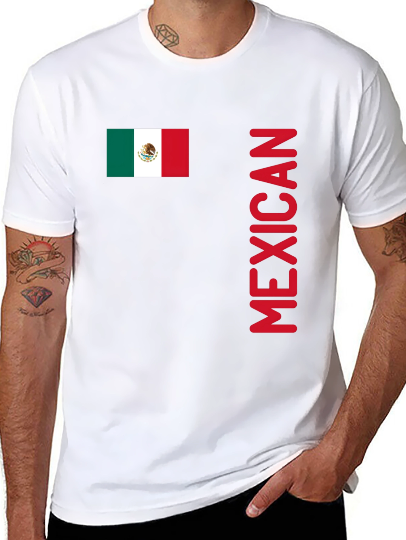 Mexican Flag T-Shirt - Red Lettering