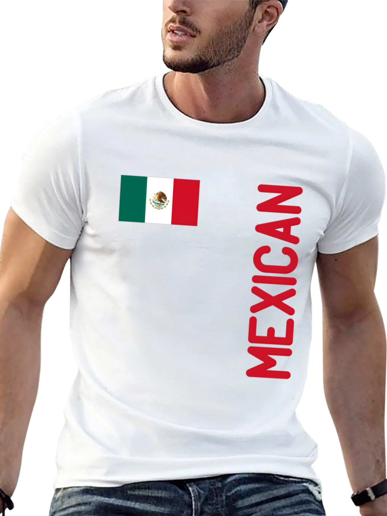 Mexican Flag T-Shirt - Red Lettering