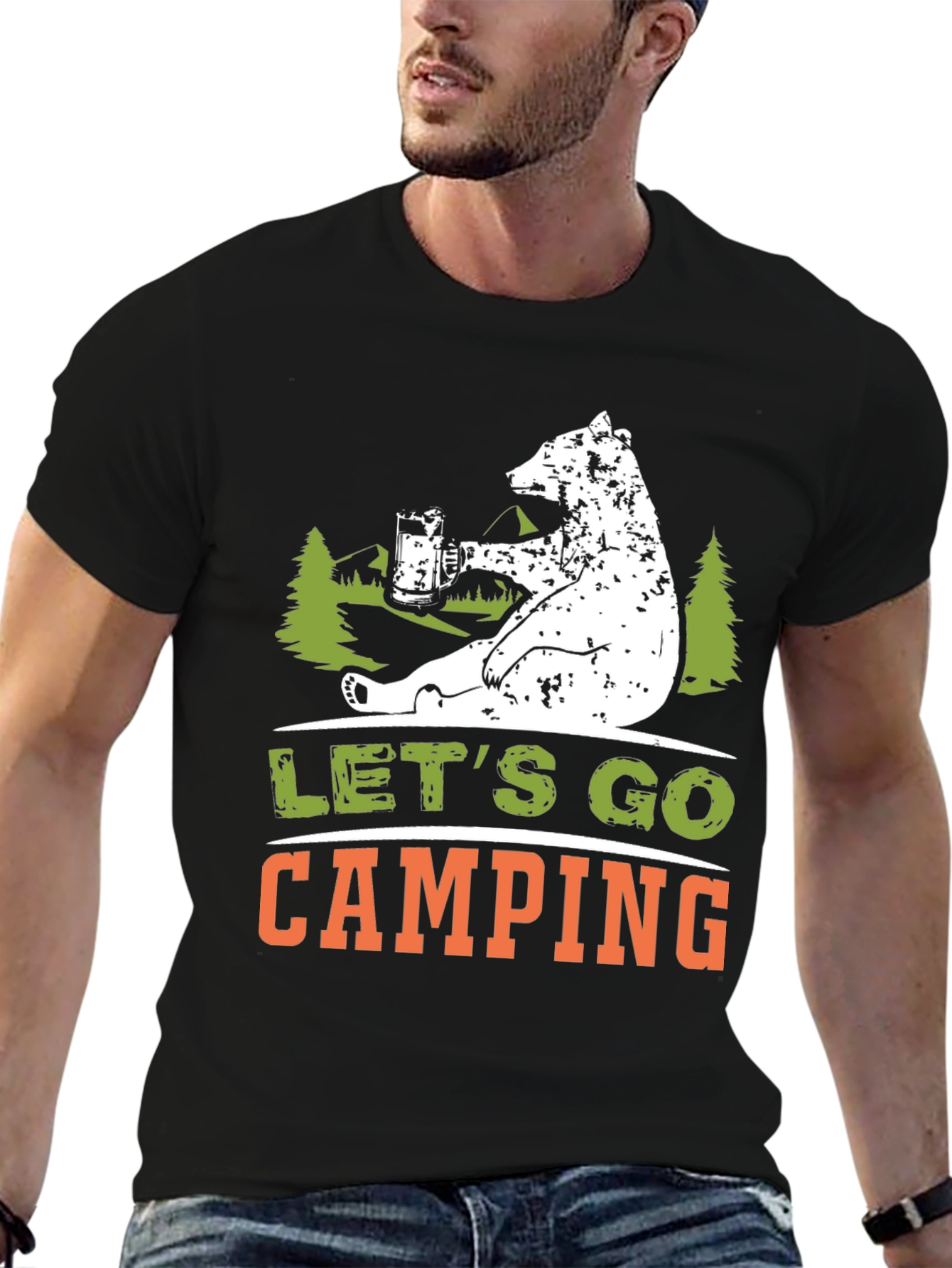 Lets Go Camping Bear Graphic Tee