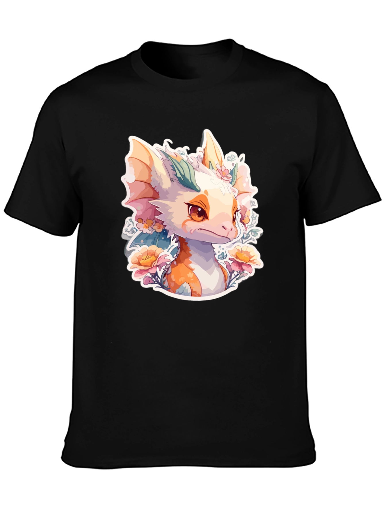 Dragon Floral T-Shirt: Cute Fantasy Creature Tee