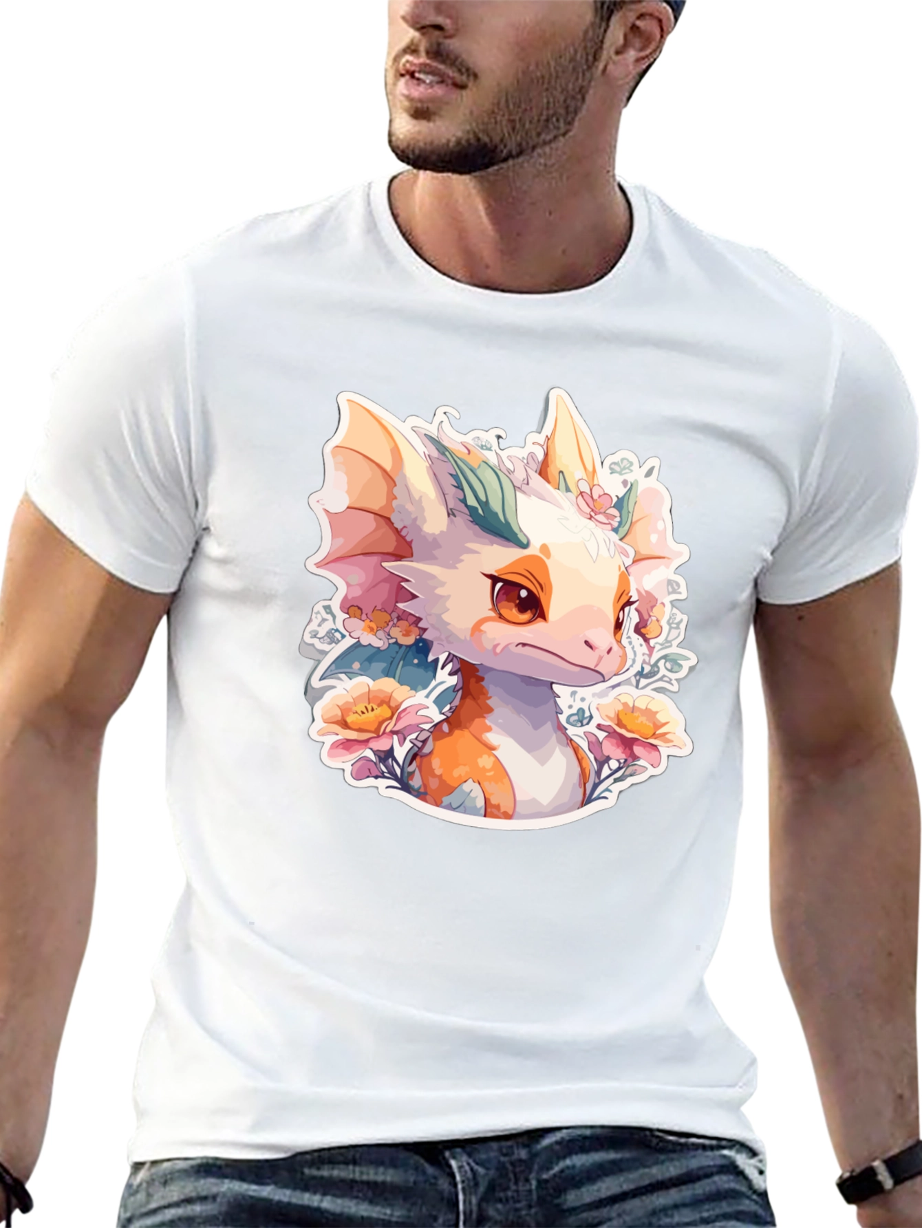 Dragon Floral T-Shirt: Cute Fantasy Creature Tee