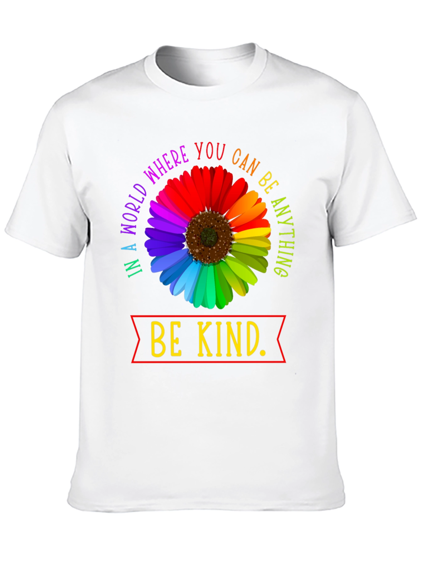 Be Kind Rainbow Flower Graphic T-Shirt