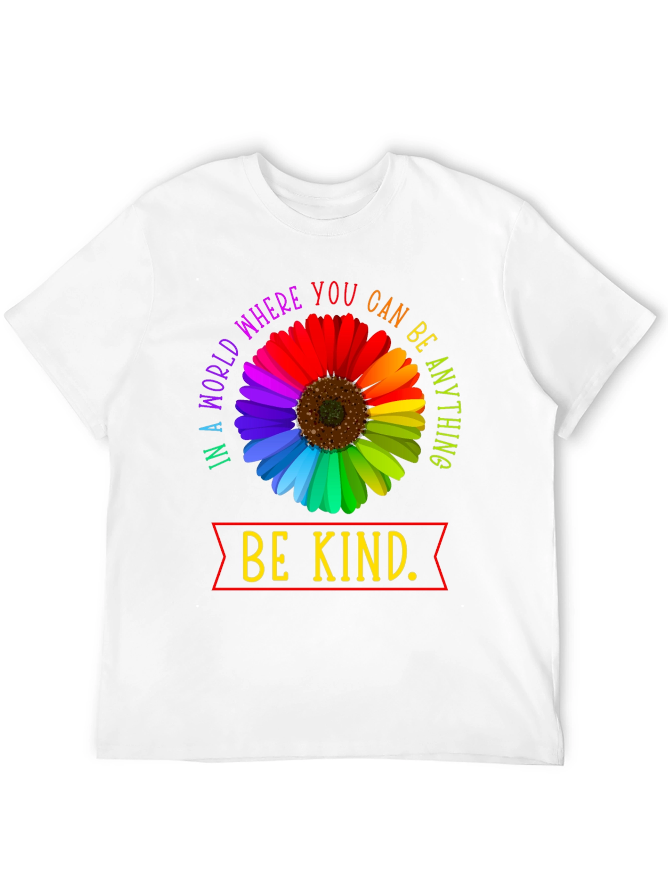 Be Kind Rainbow Flower Graphic T-Shirt