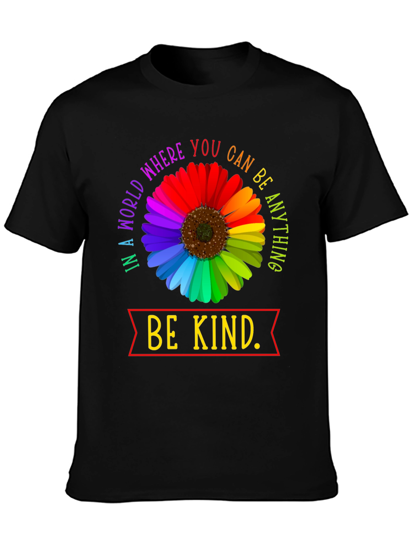 Be Kind Rainbow Flower Graphic T-Shirt
