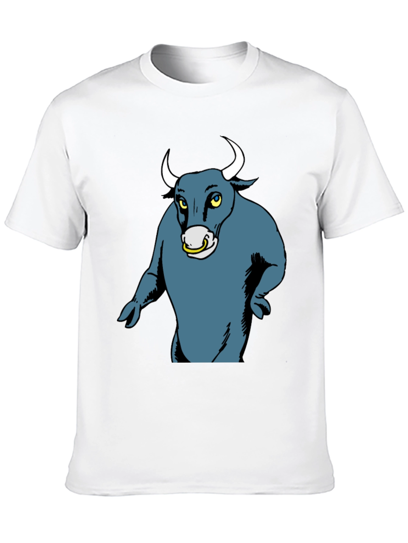 Cartoon Bull Graphic Tee - Black