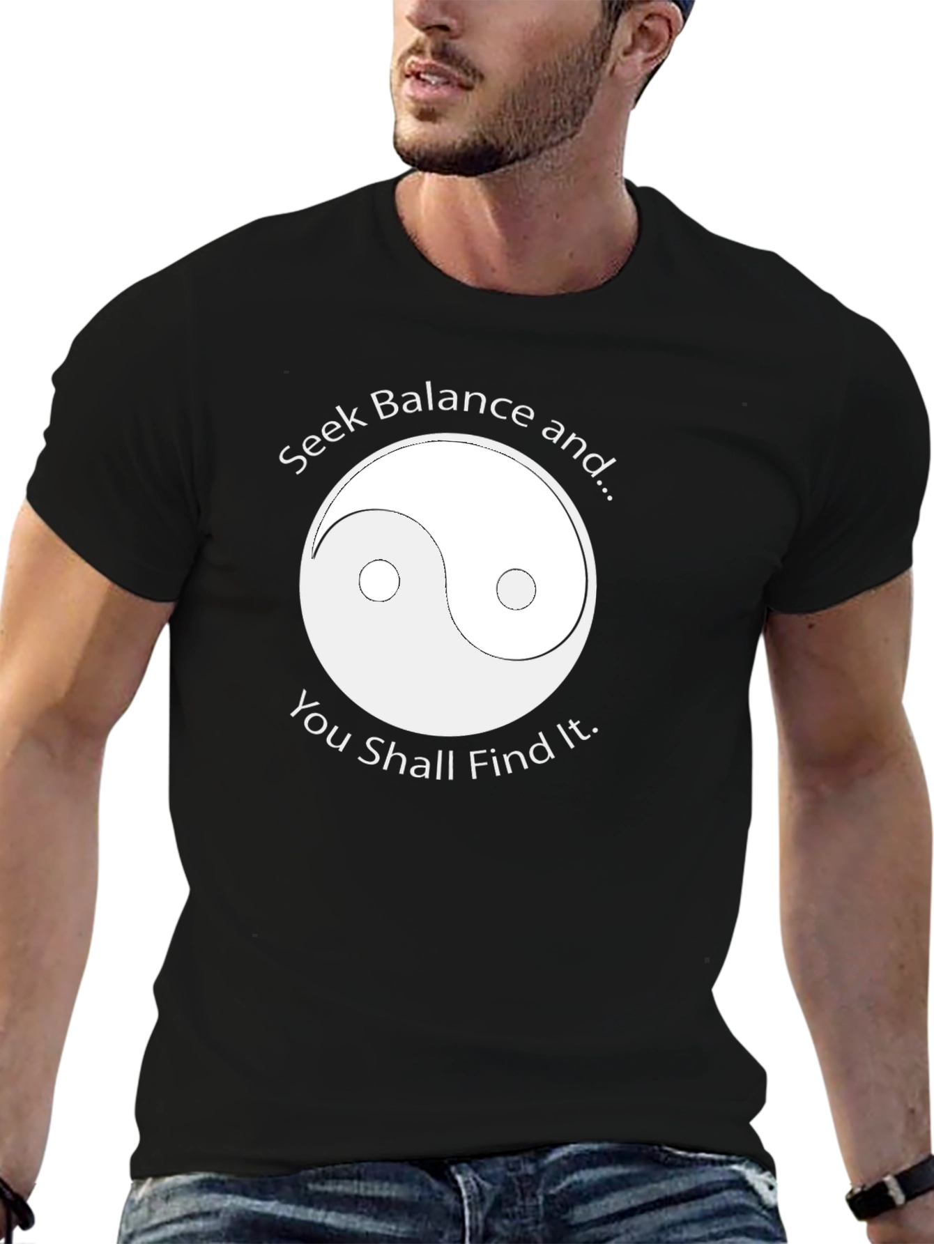 Yin Yang Balance Graphic Tee - Black T-Shirt