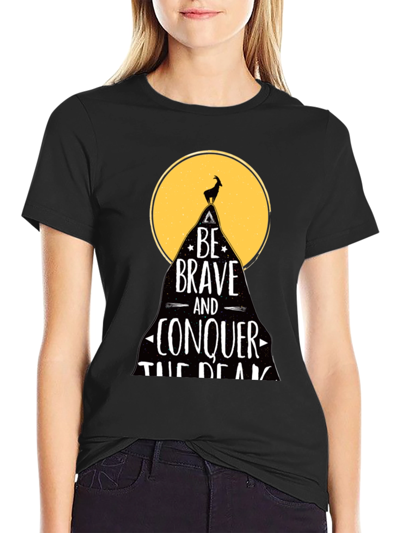 Be Brave T-Shirt - Mountain Goat Conquer Design