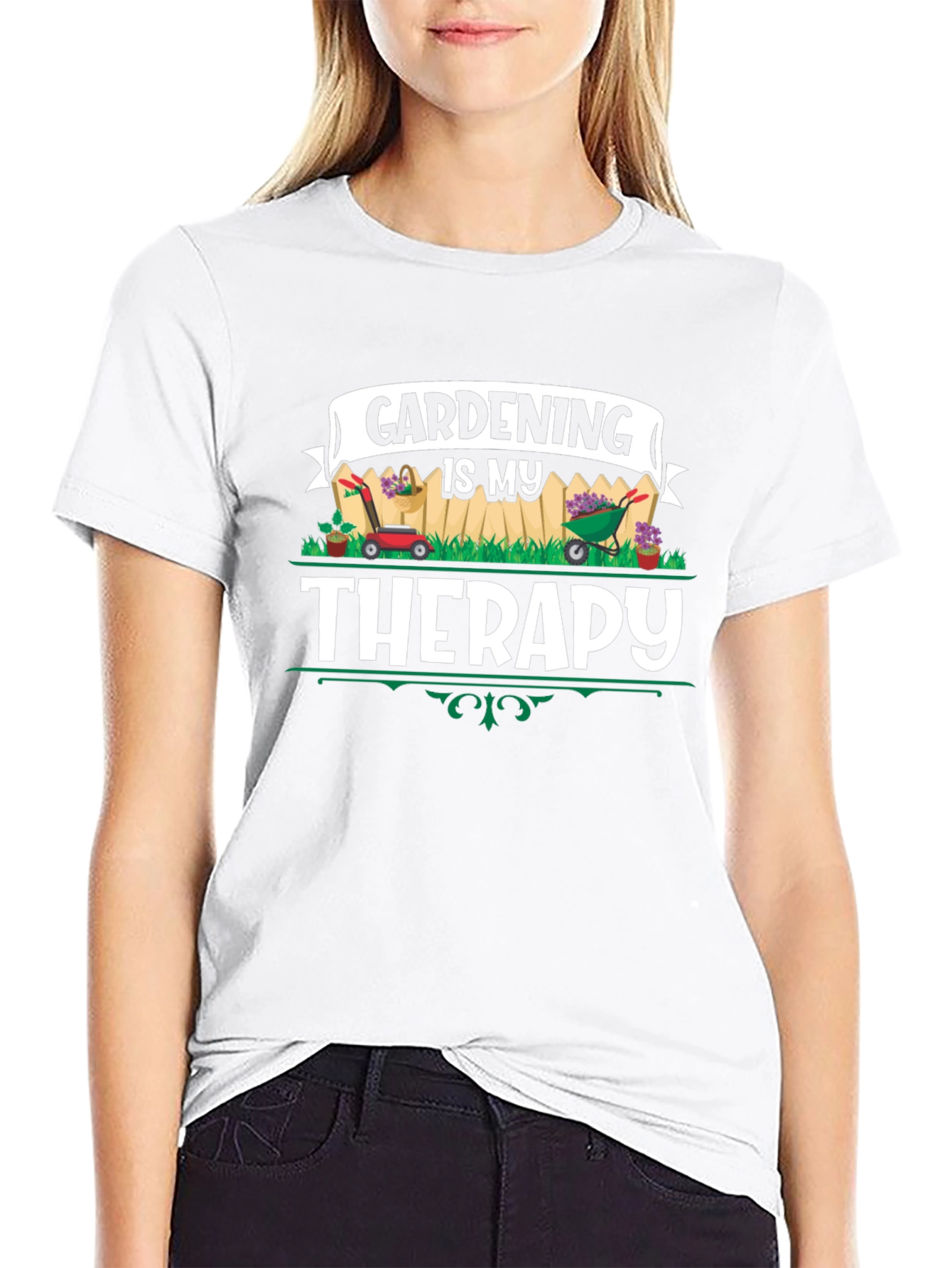 Gardening is My Therapy Black T-Shirt