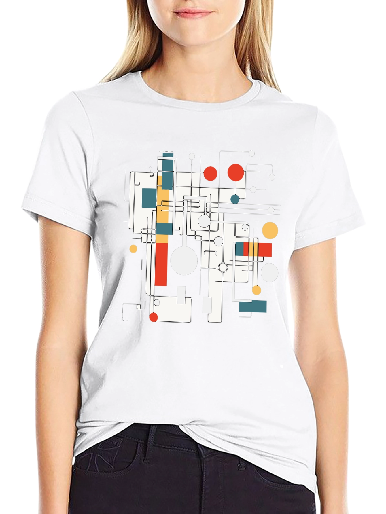 Abstract Geometric Design Black T-Shirt