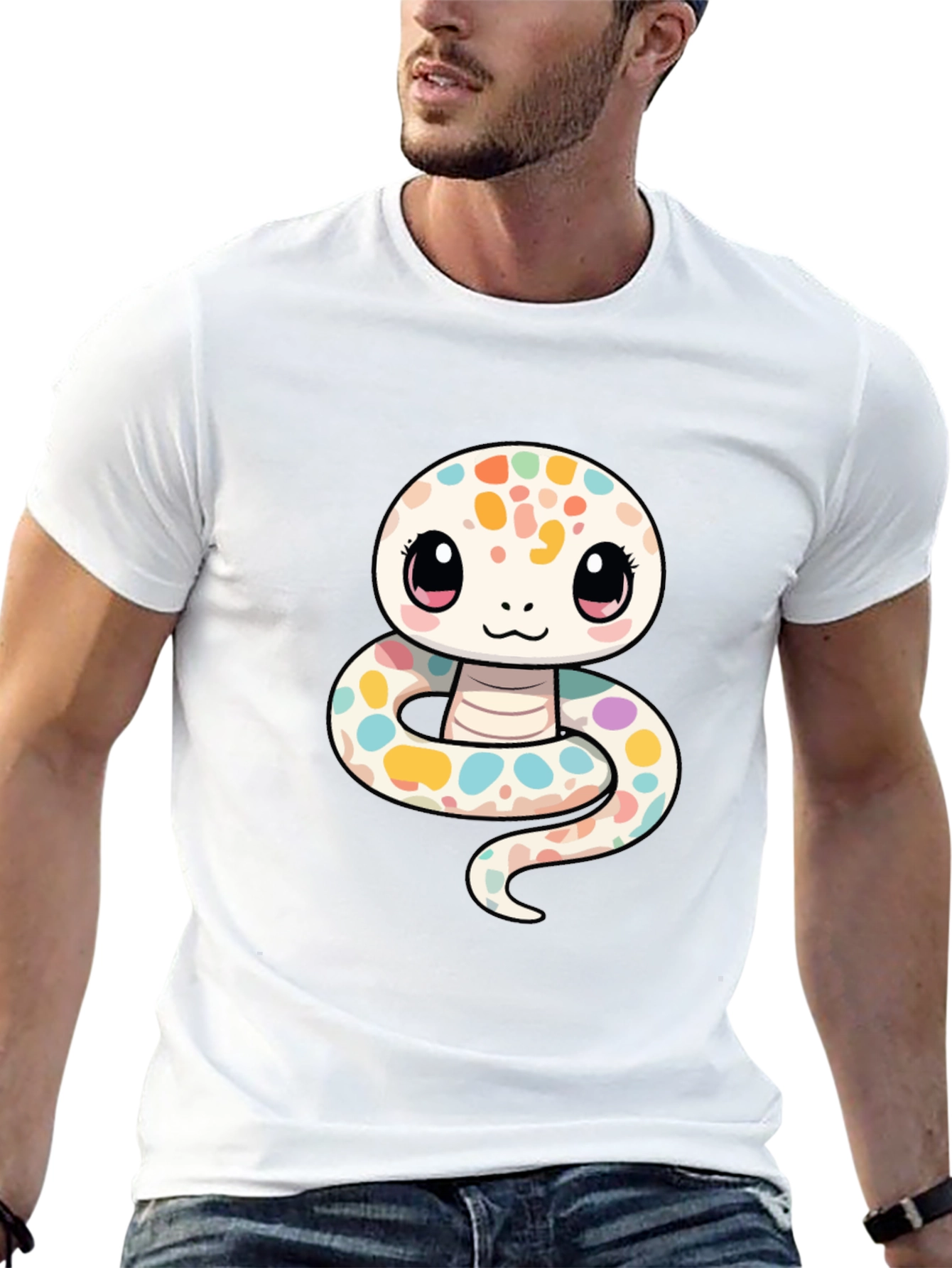 Cute Cartoon Snake Graphic T-Shirt