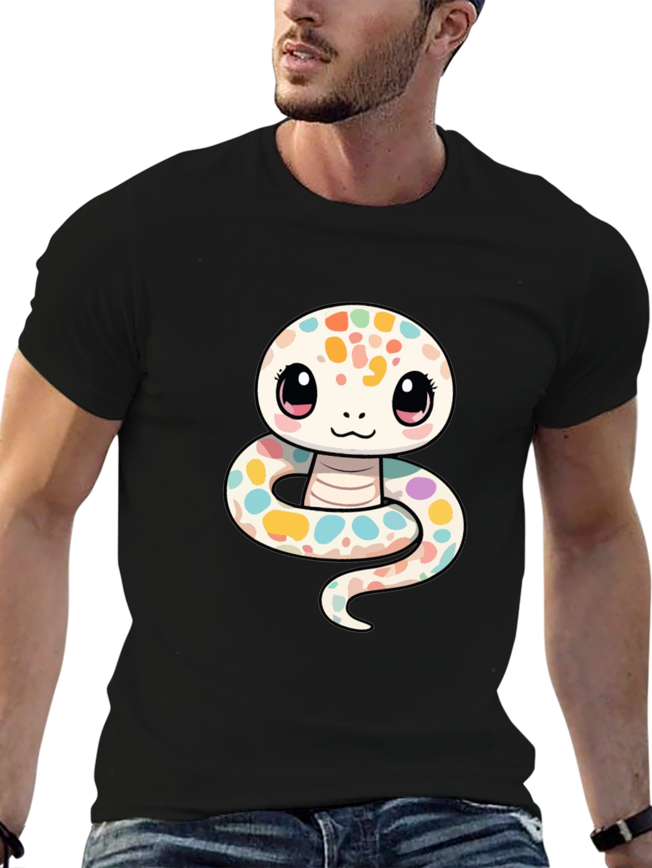 Cute Cartoon Snake Graphic T-Shirt