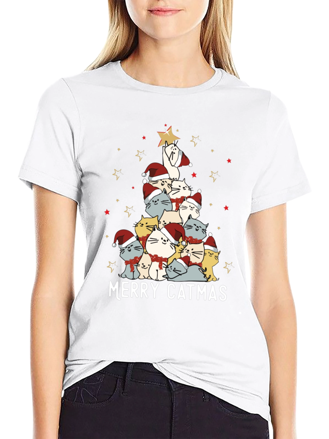 Merry Catmas Cat Christmas Tree T-Shirt