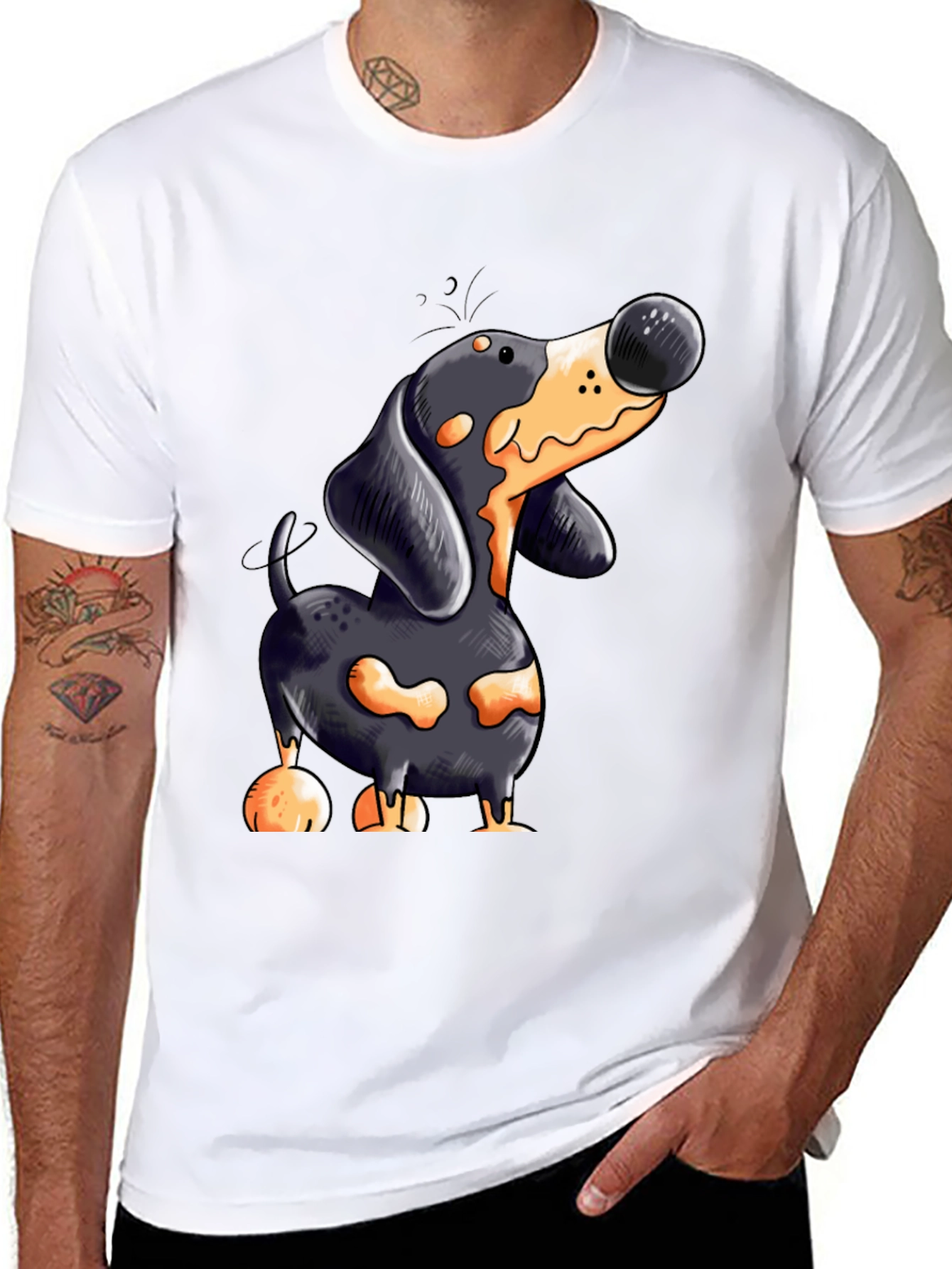 Cartoon Dachshund T-Shirt | Unique Dog Lover Tee