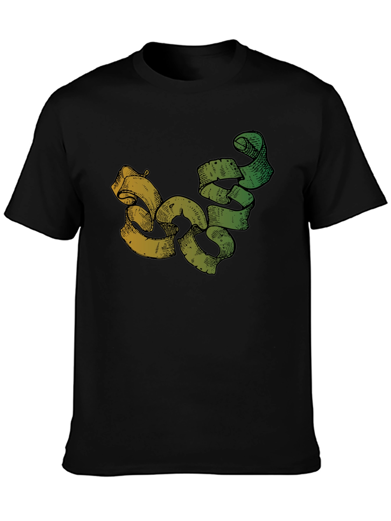 Modern Scroll Design Black T-Shirt