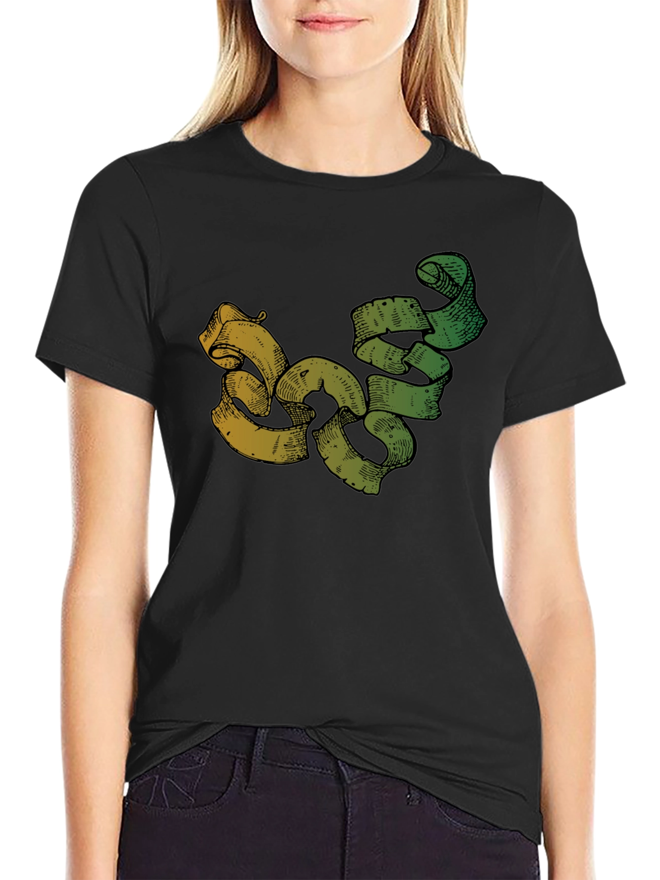 Modern Scroll Design Black T-Shirt