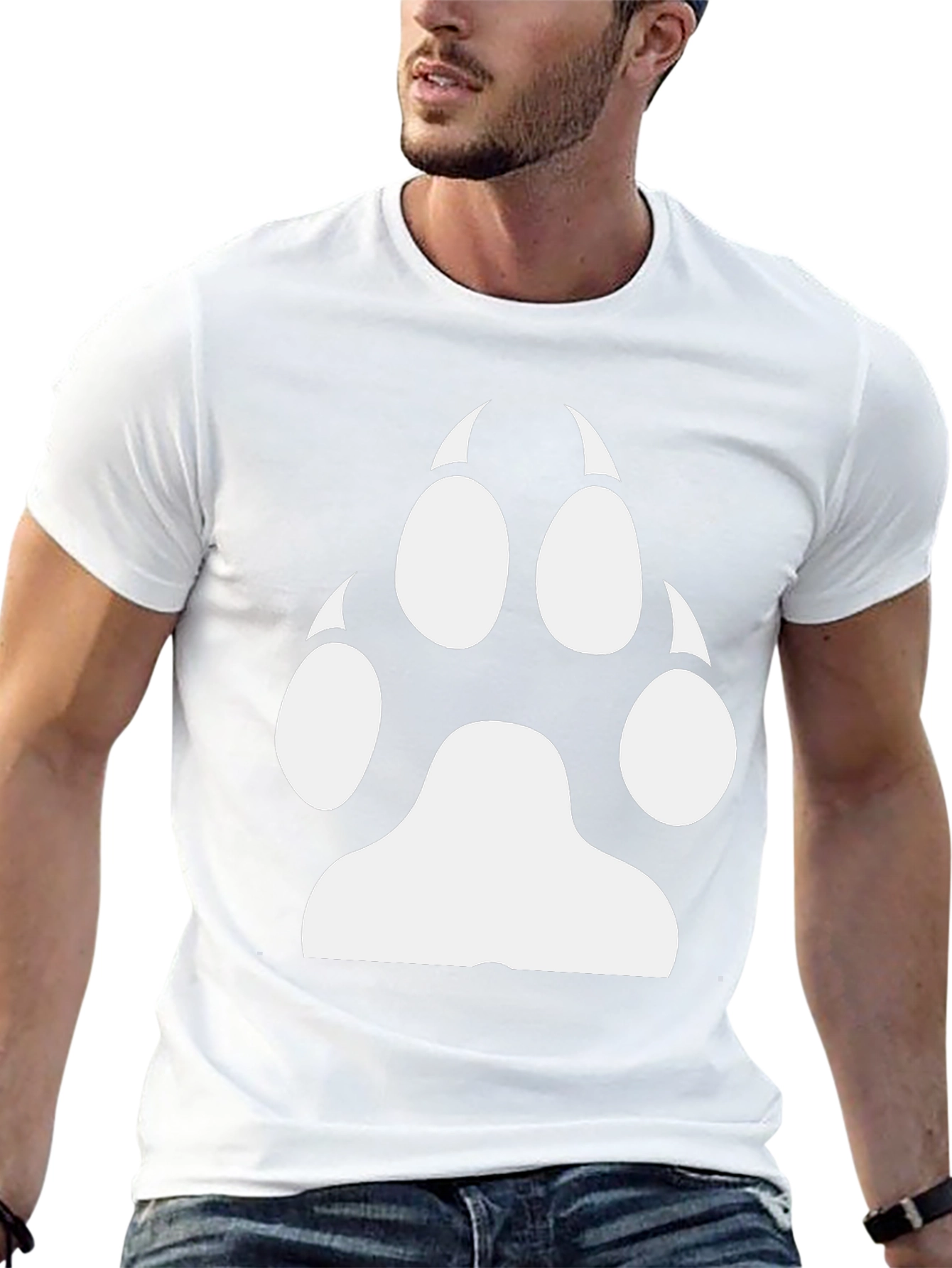 Cool Black Tee with White Paw Print Graphic