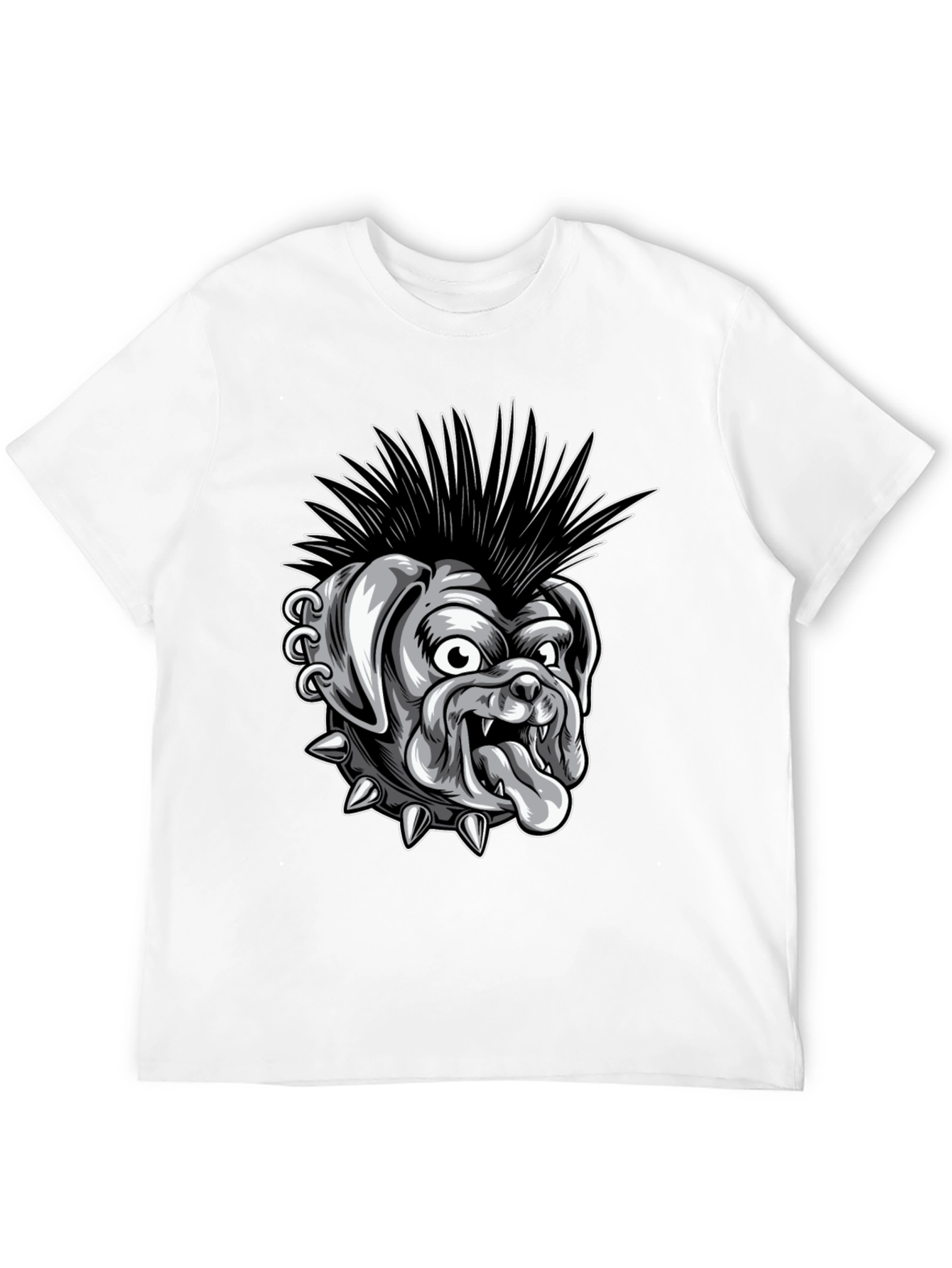 Punk Bulldog Graphic T-Shirt - Black Cotton Tee