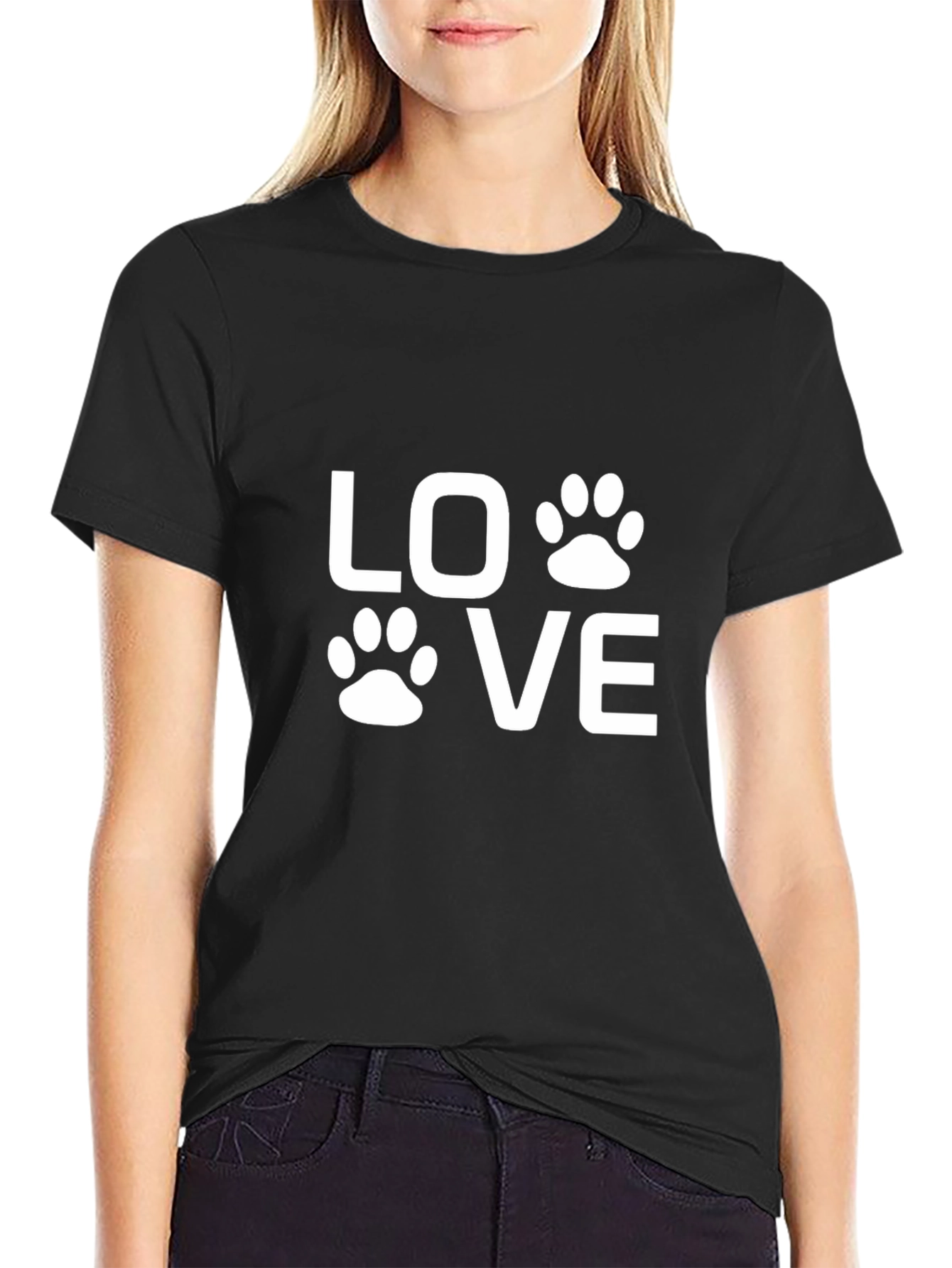 Love Paw Print Graphic Tee - Black Unisex T-Shirt
