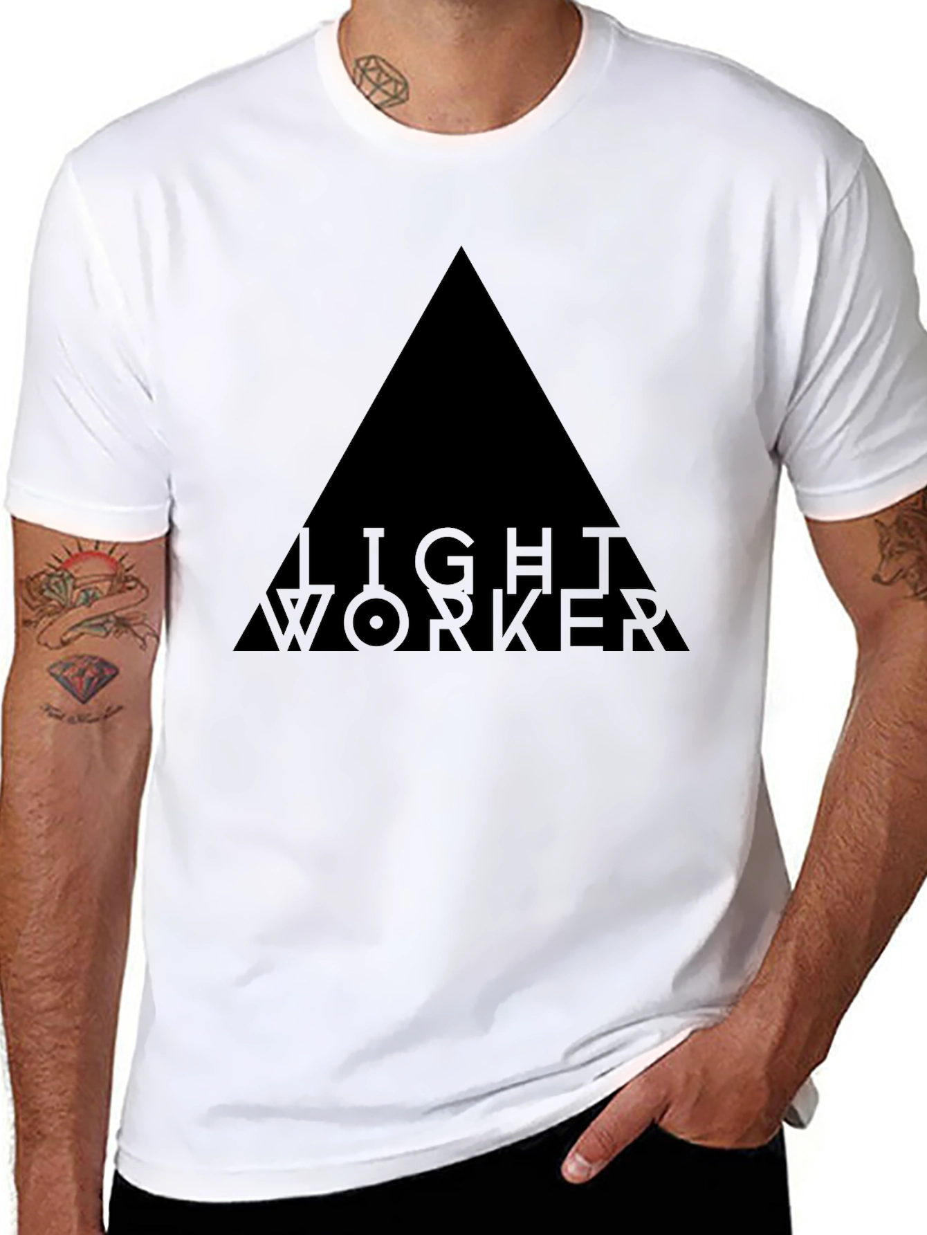 Mens Black Lightworker Graphic T-Shirt