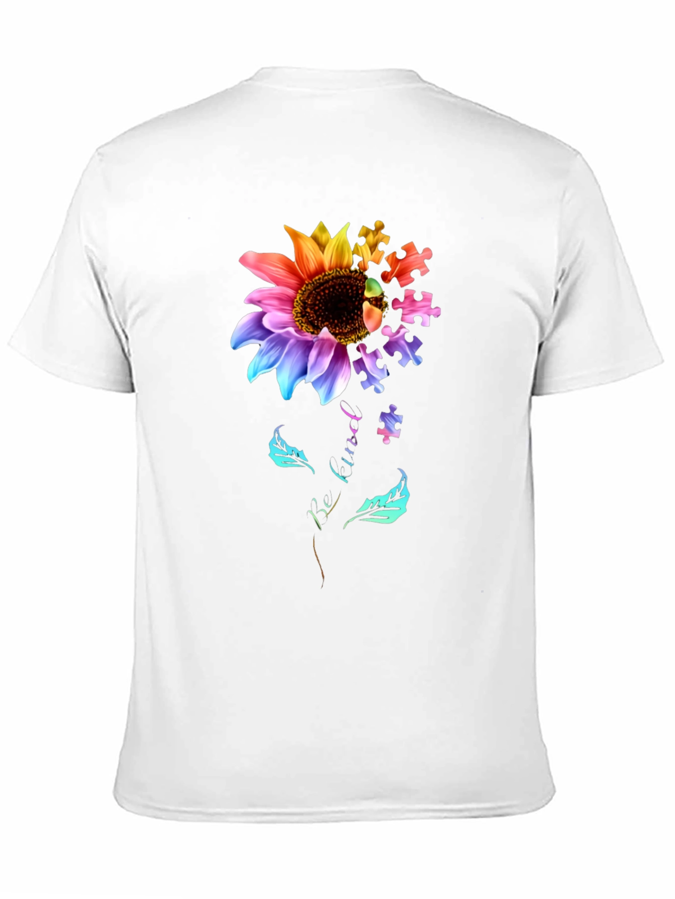 Autism Awareness Sunflower Puzzle Piece Graphic T-Shirt