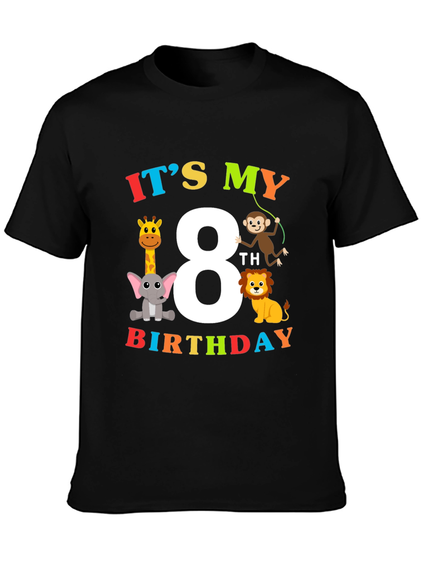 Kids 8th Birthday Safari Animal T-Shirt