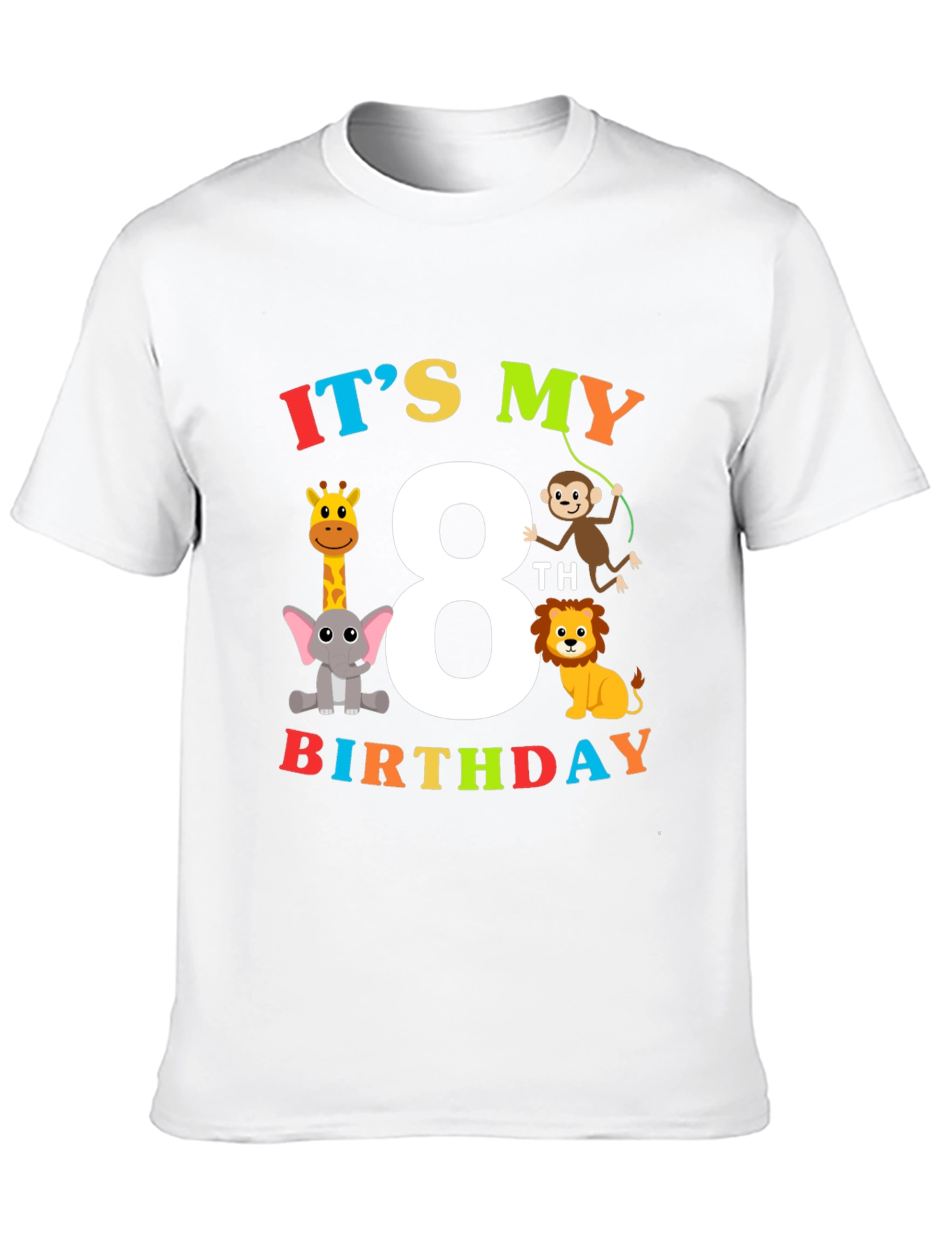 Kids 8th Birthday Safari Animal T-Shirt