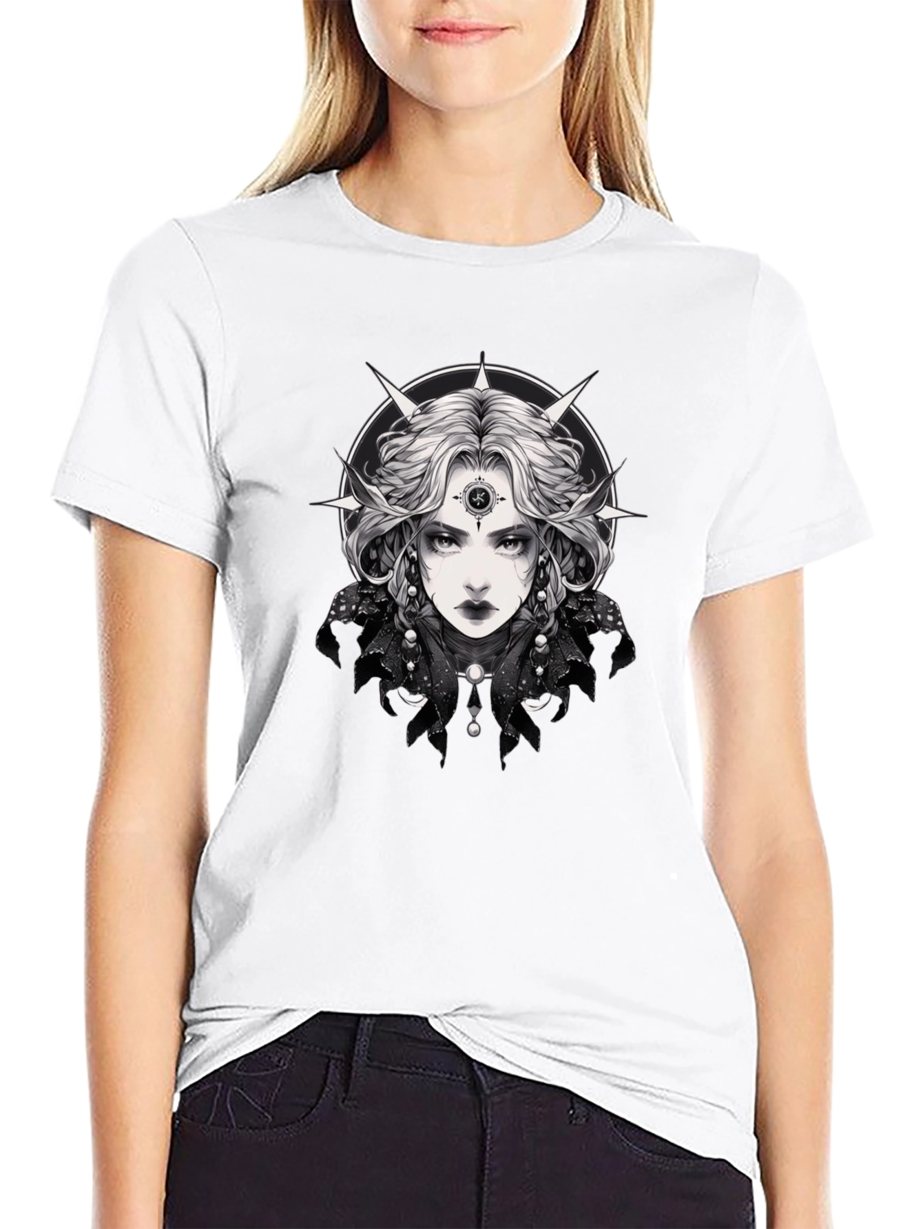 Gothic Witch Graphic Tee - Black Unisex T-Shirt