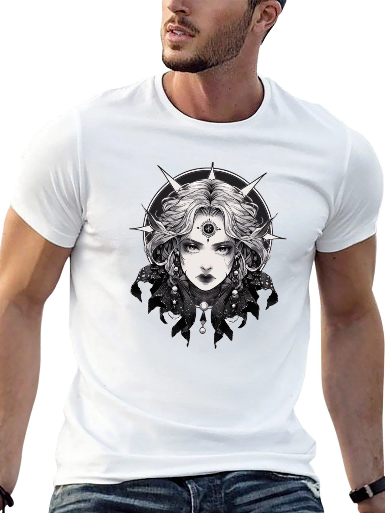 Gothic Witch Graphic Tee - Black Unisex T-Shirt