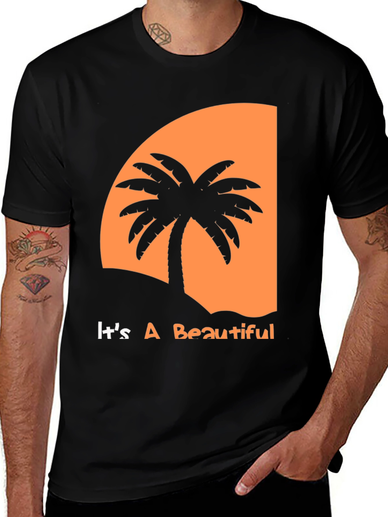 Tropical Sunset Palm Tree Graphic Tee
