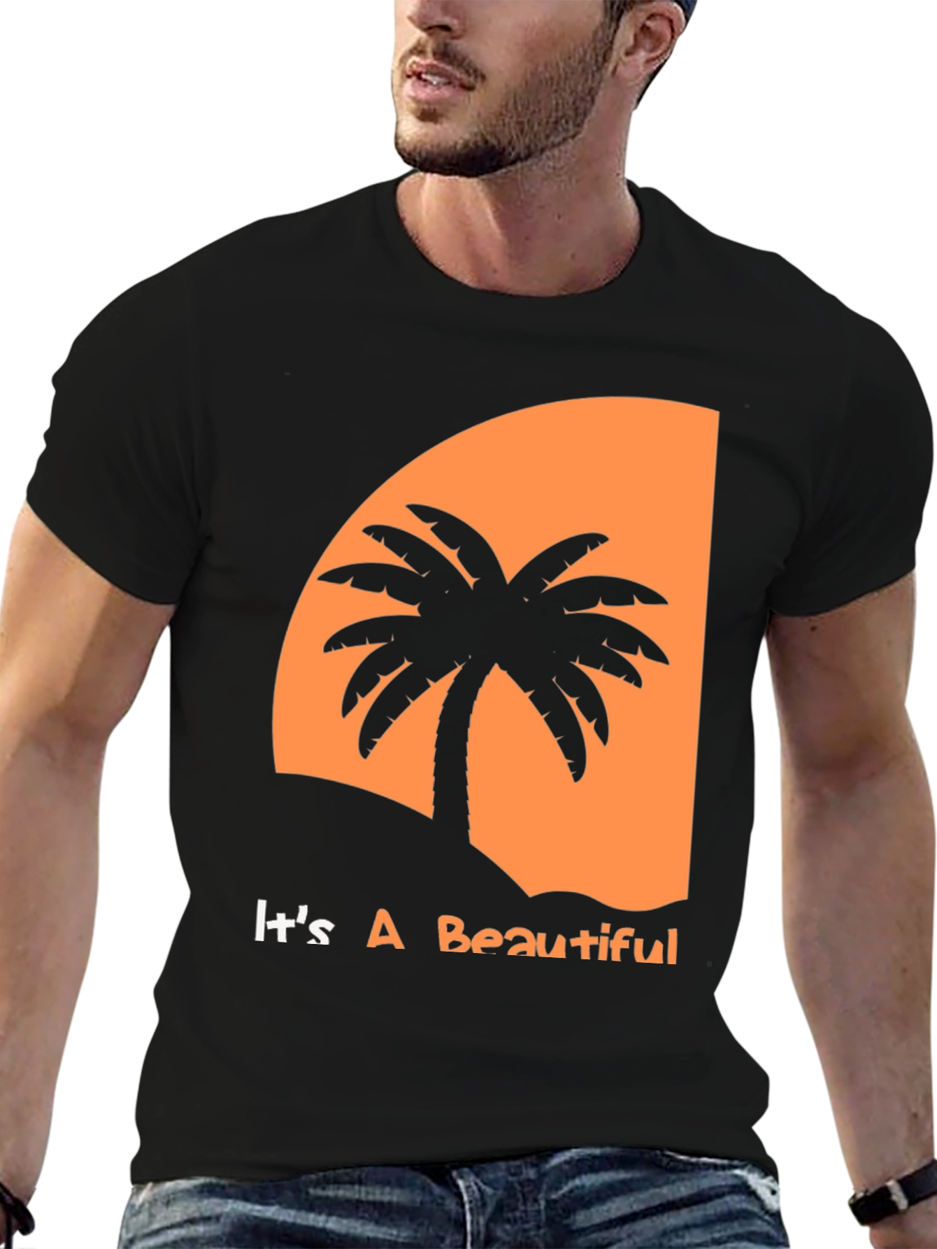 Tropical Sunset Palm Tree Graphic Tee