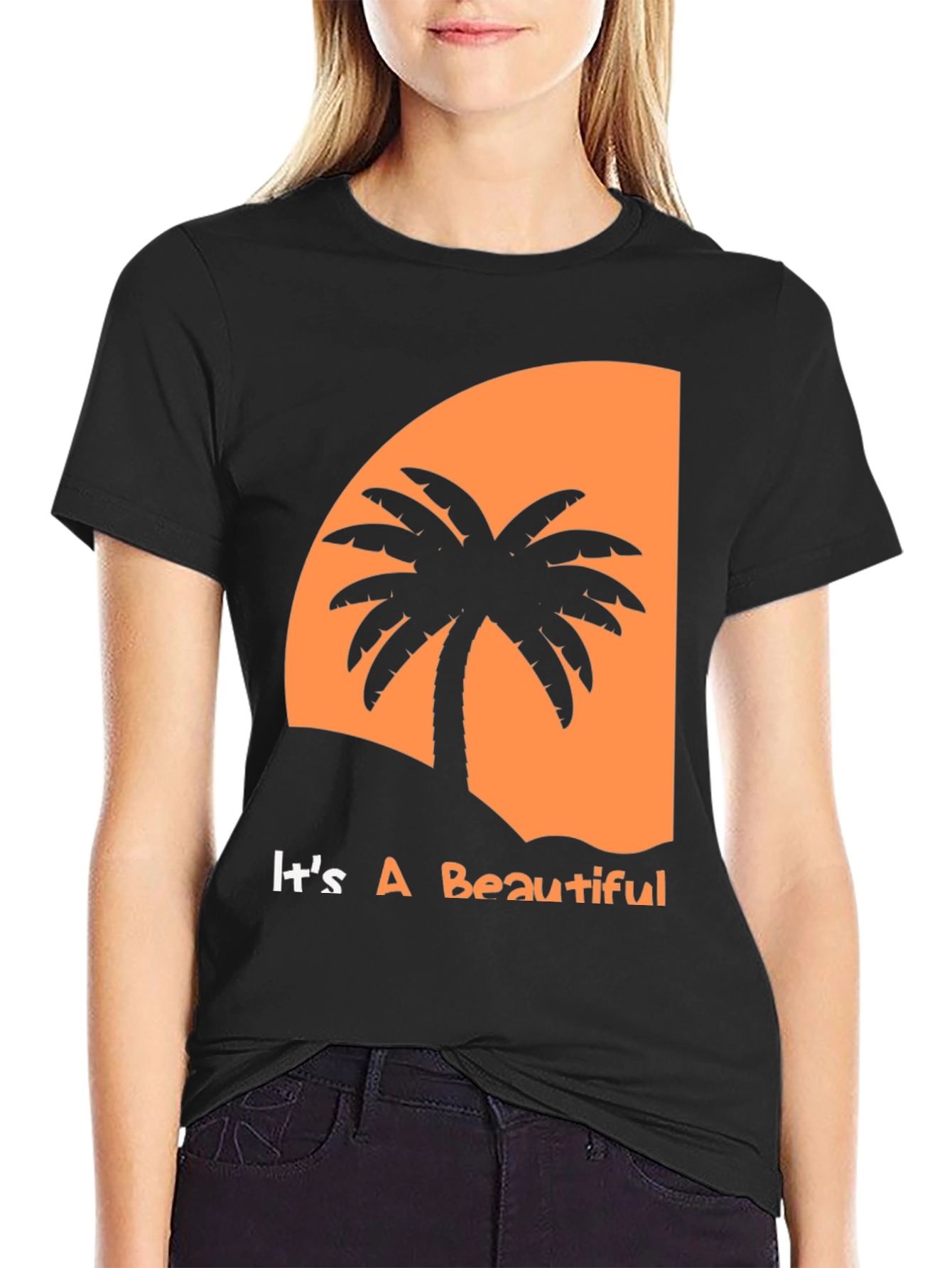 Tropical Sunset Palm Tree Graphic Tee
