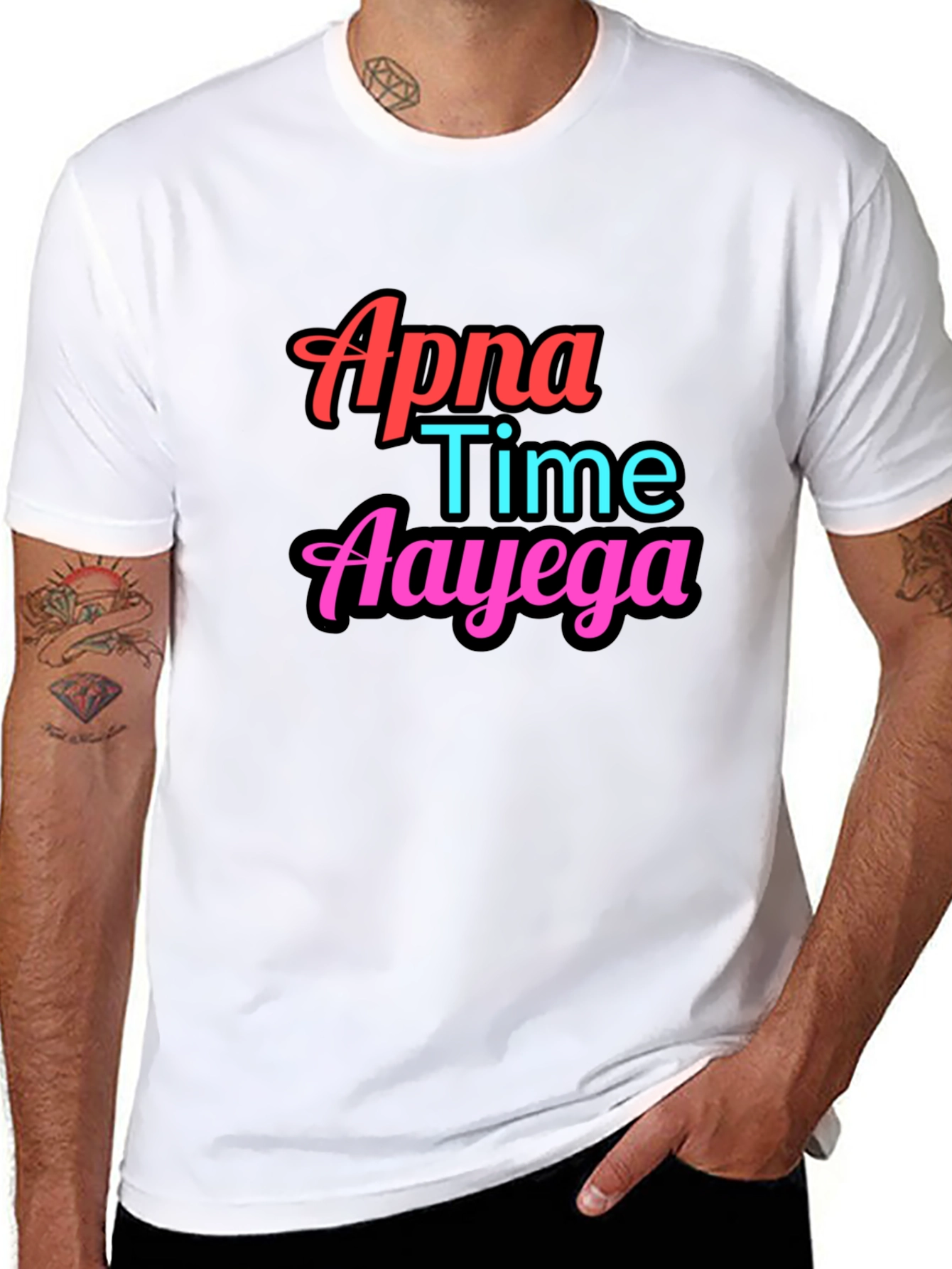 Apna Time Aayega Graphic Tee - Trendy Slogan T-Shirt