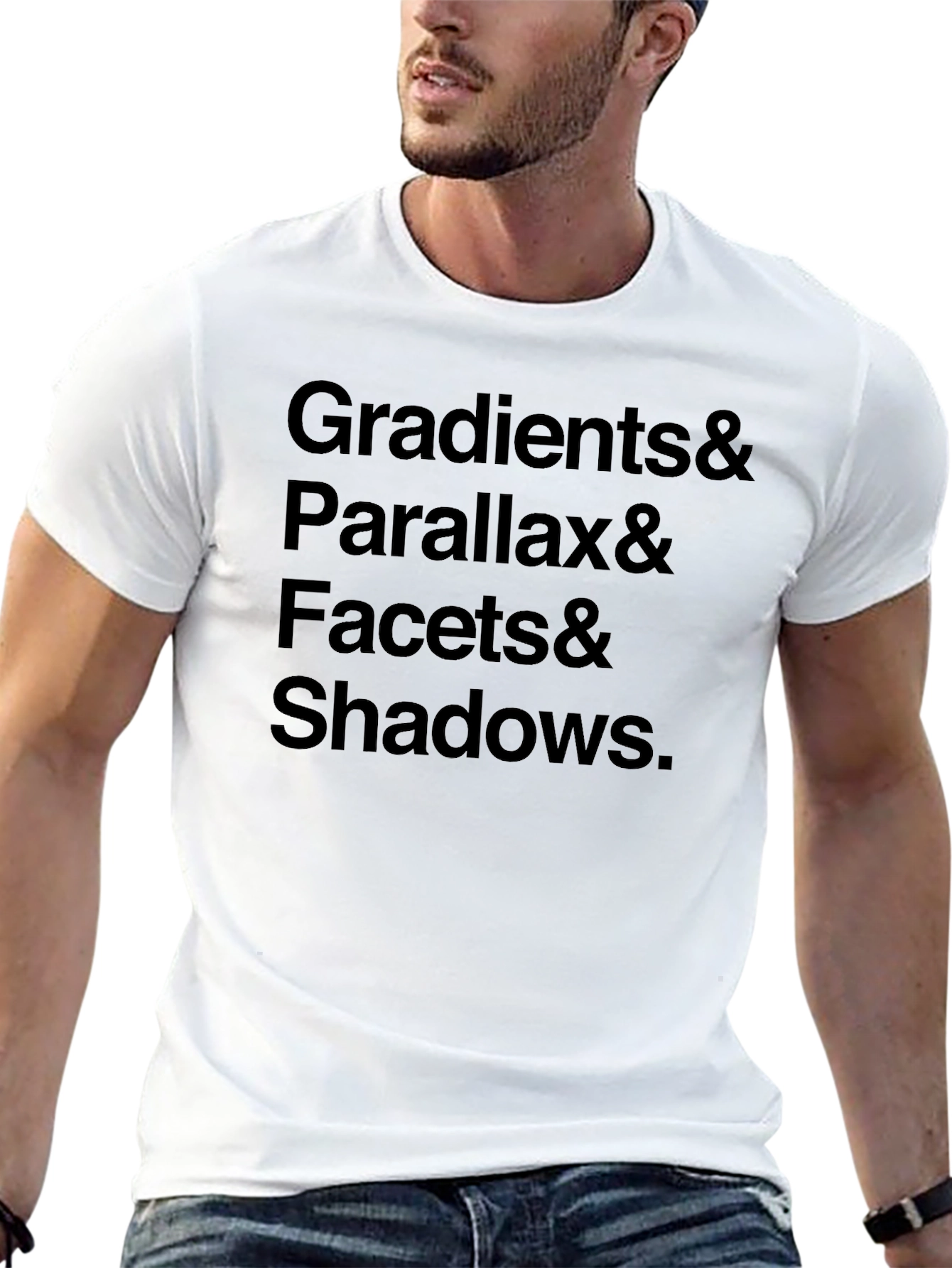 Gradients Parallax Facets & Shadows Black T-Shirt