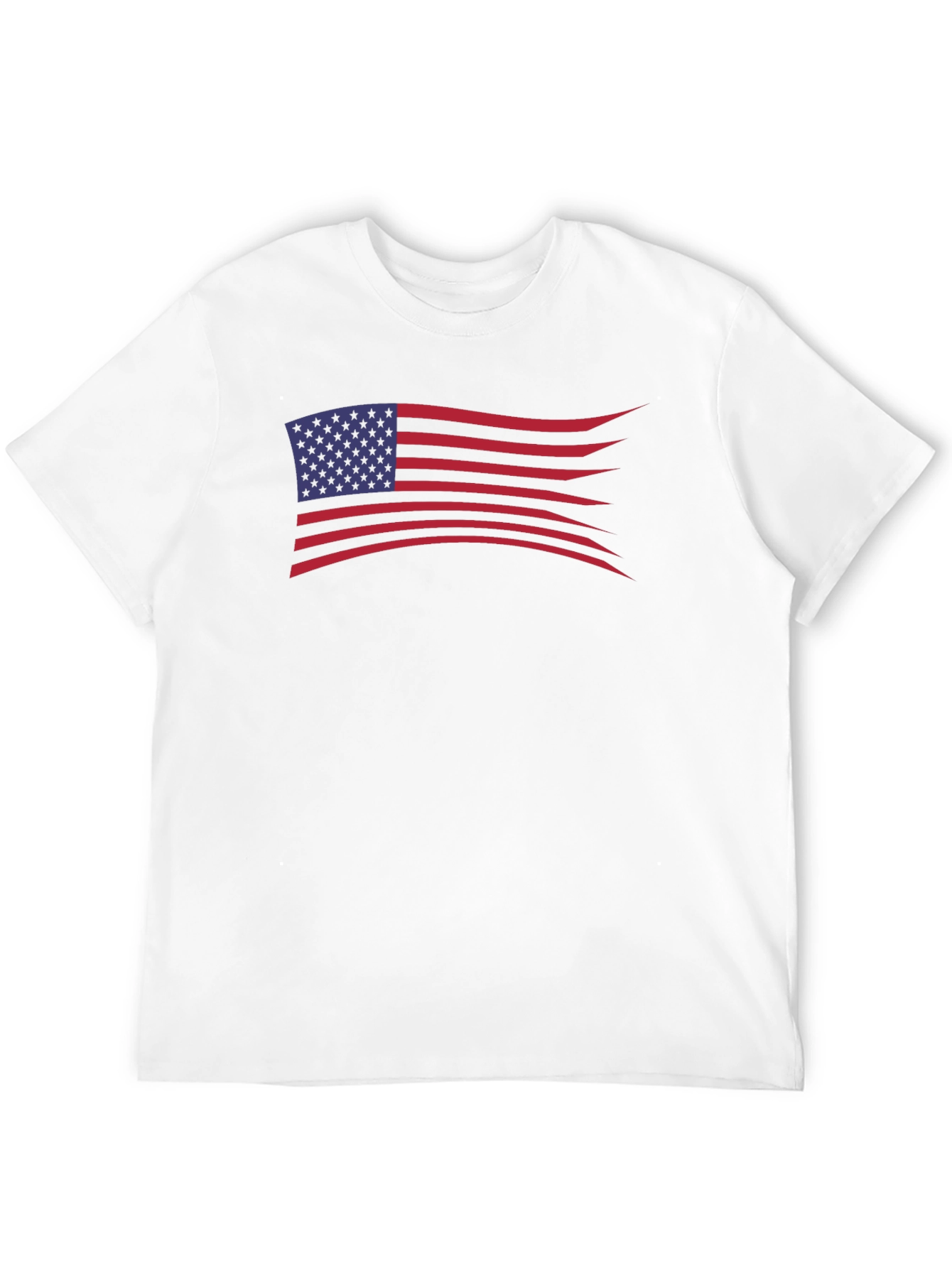American Flag Wavy Design Black T-Shirt