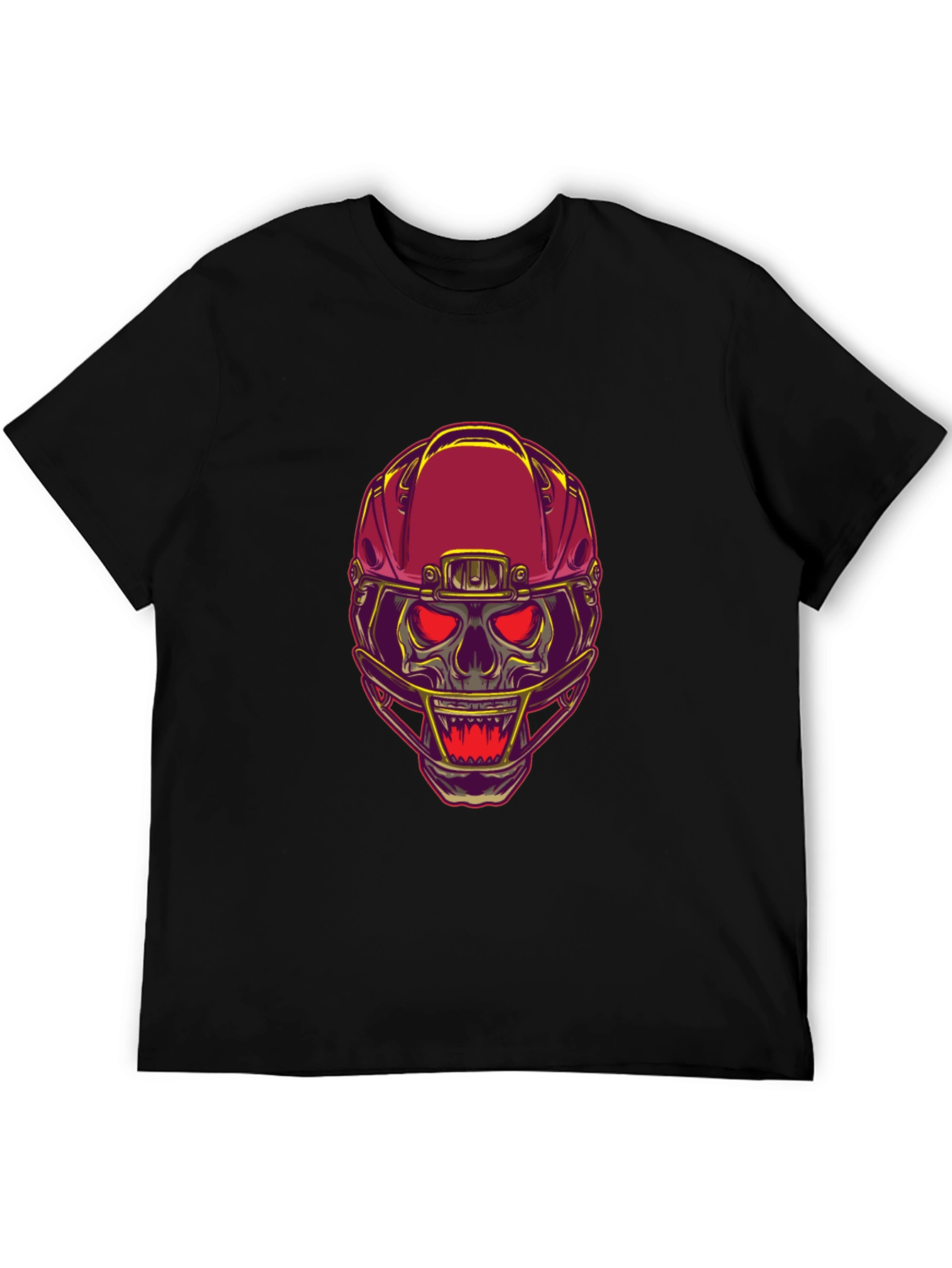 Skull Football Helmet Graphic T-Shirt - Bold Design