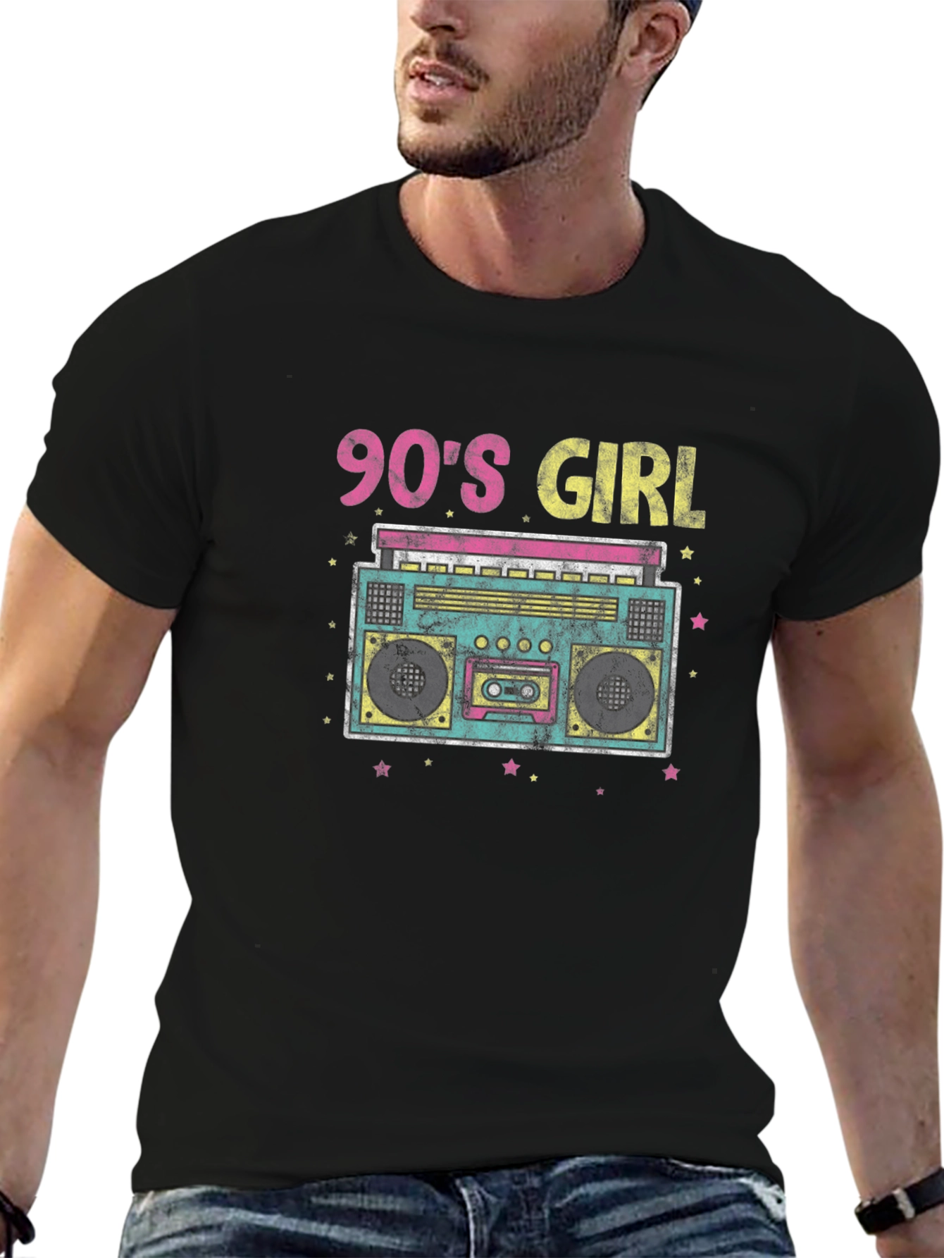 90s Girl Retro Boombox Graphic Tee