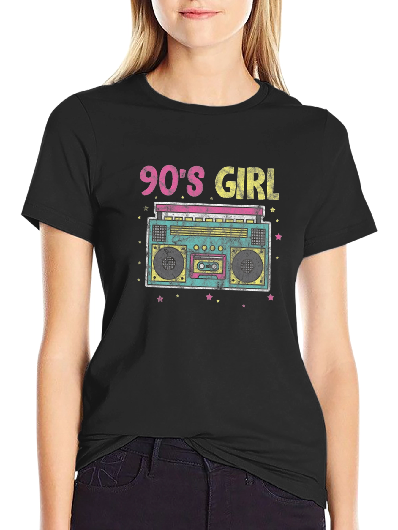 90s Girl Retro Boombox Graphic Tee