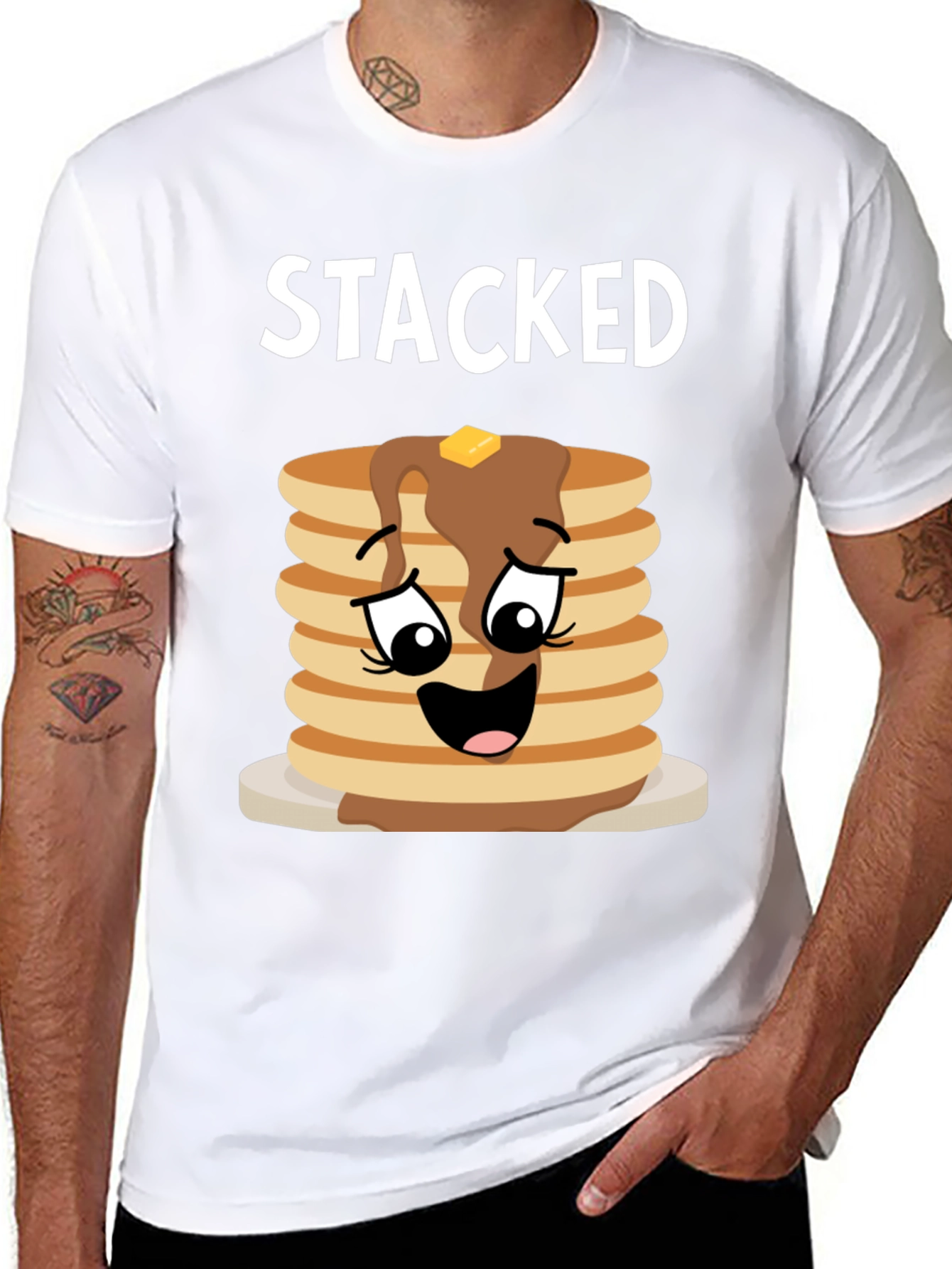 Stacked Pancakes Graphic Tee - Foodie T-Shirt